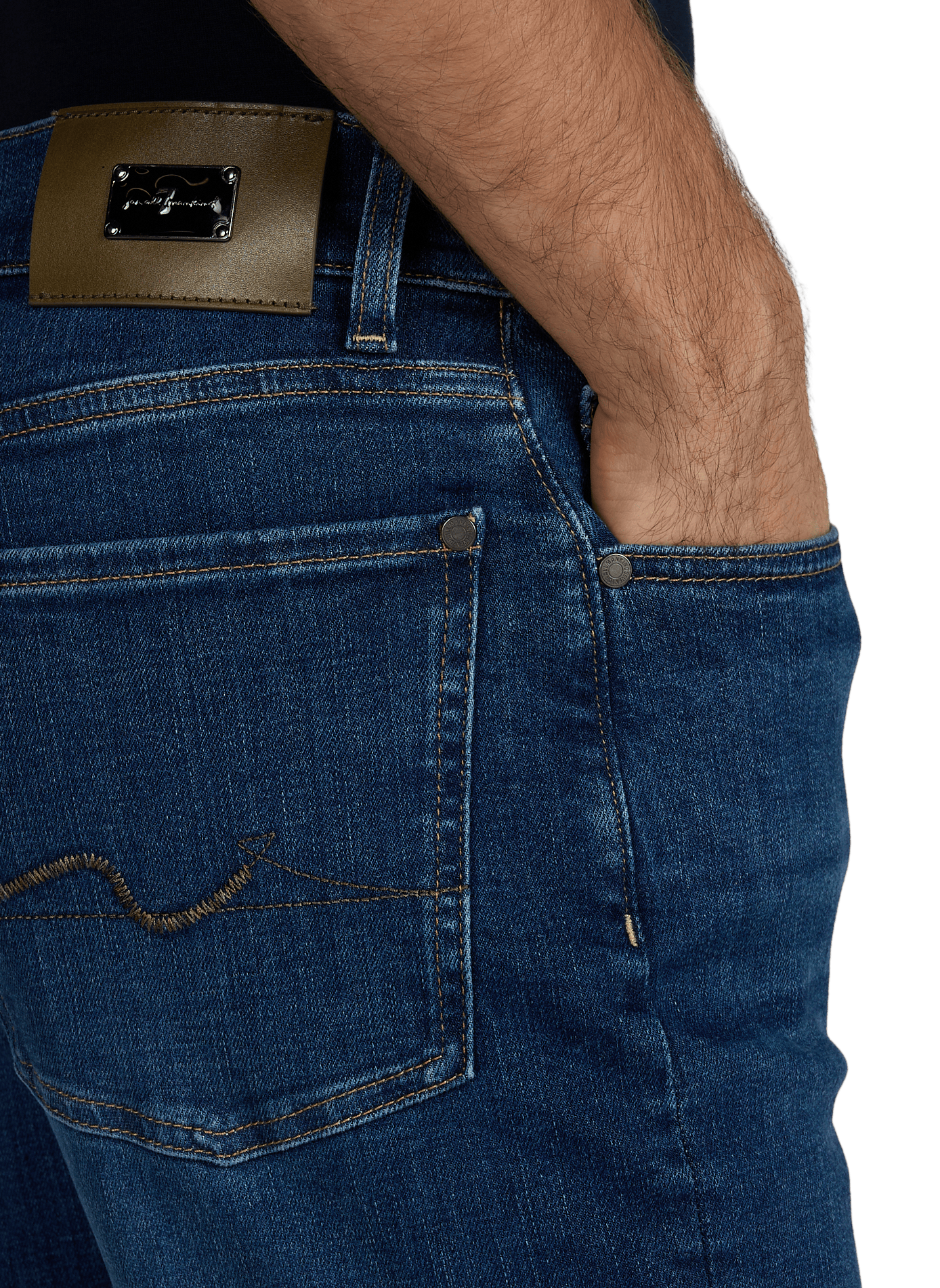 Cotton-blend slim-fit jeans 7 FOR ALL MANKIND Blue