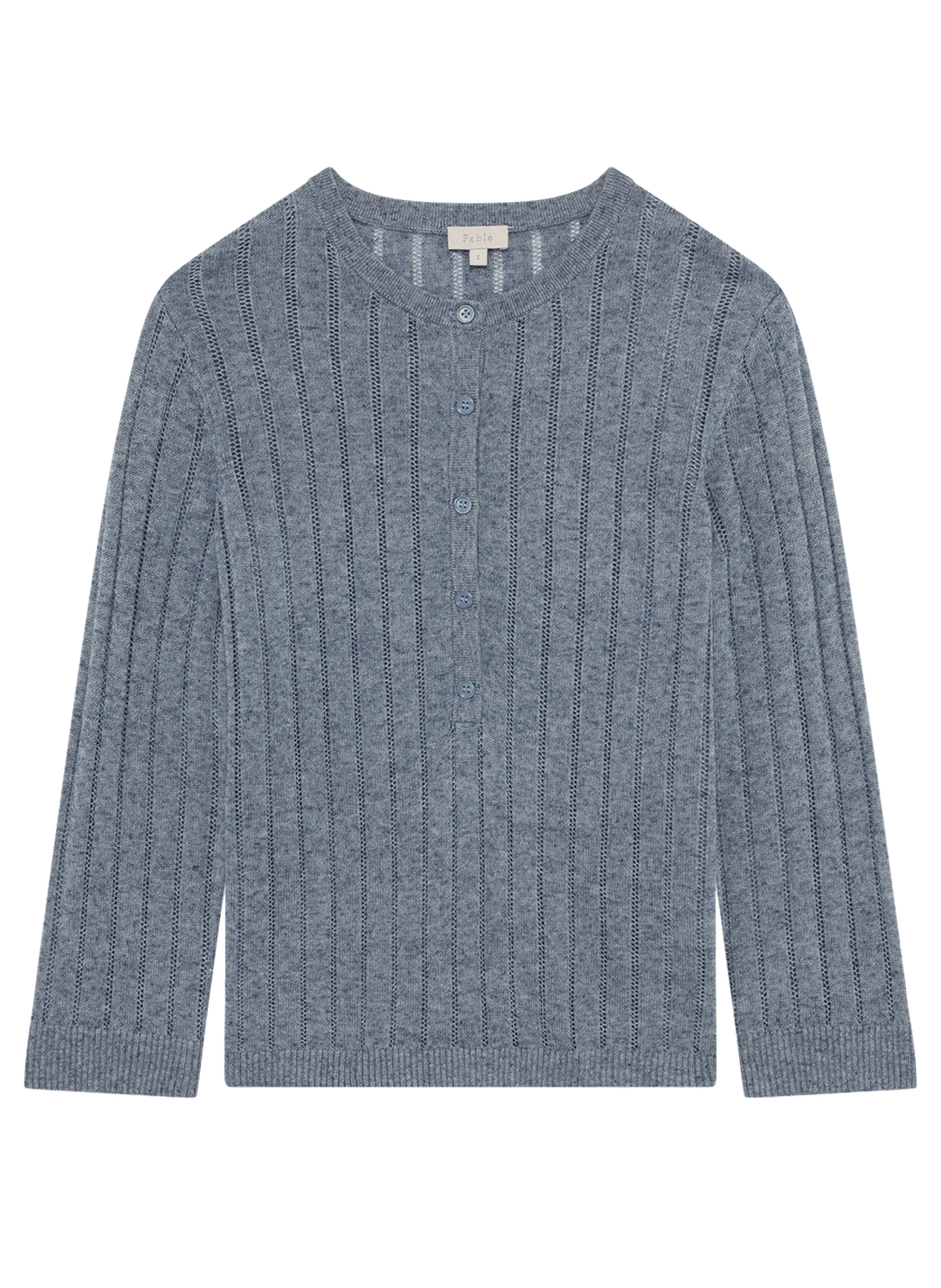 Pull à col rond en maille ajourée - leona PABLO Bleu