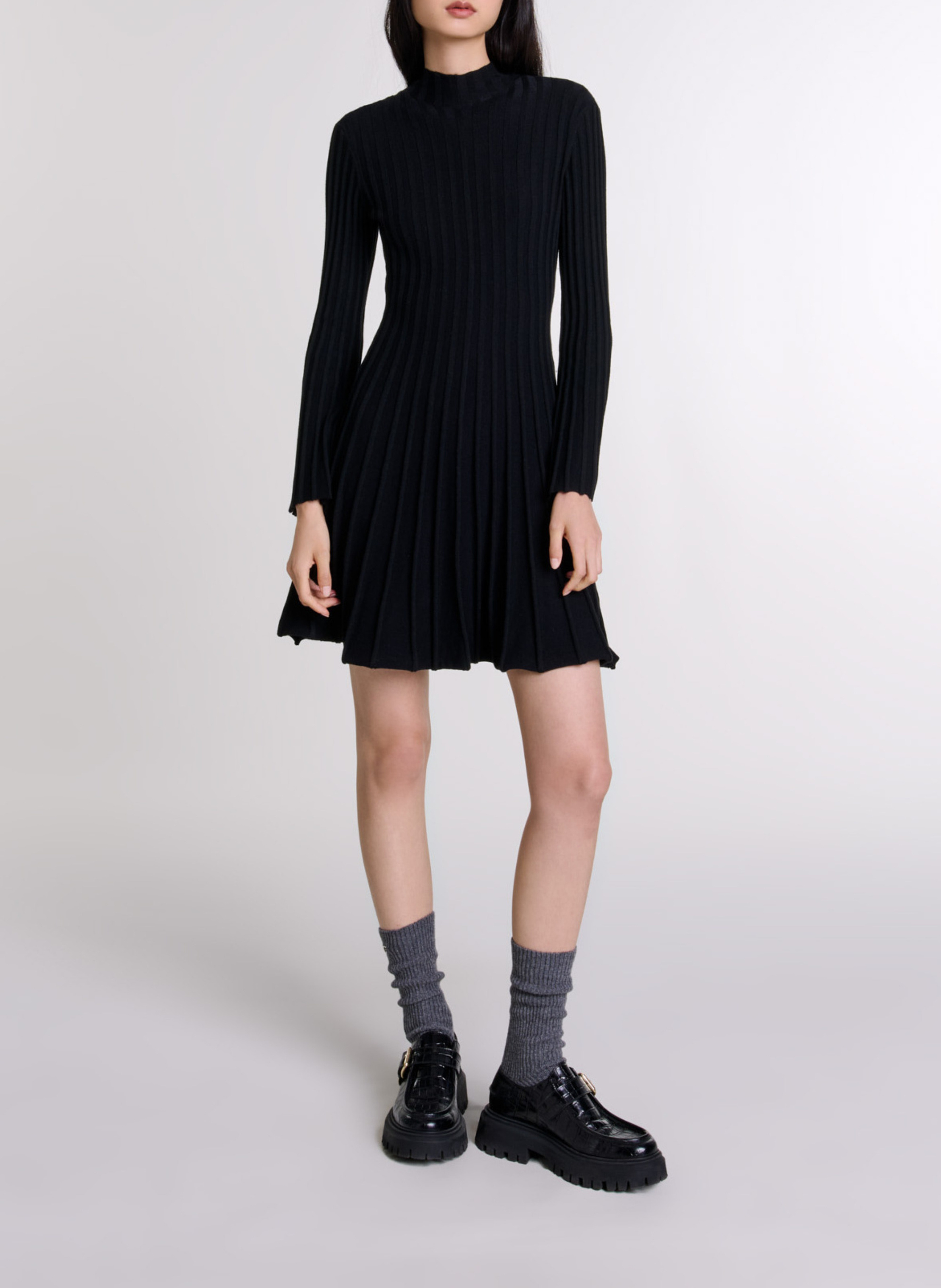 Robe courte col rond MAJE Noir