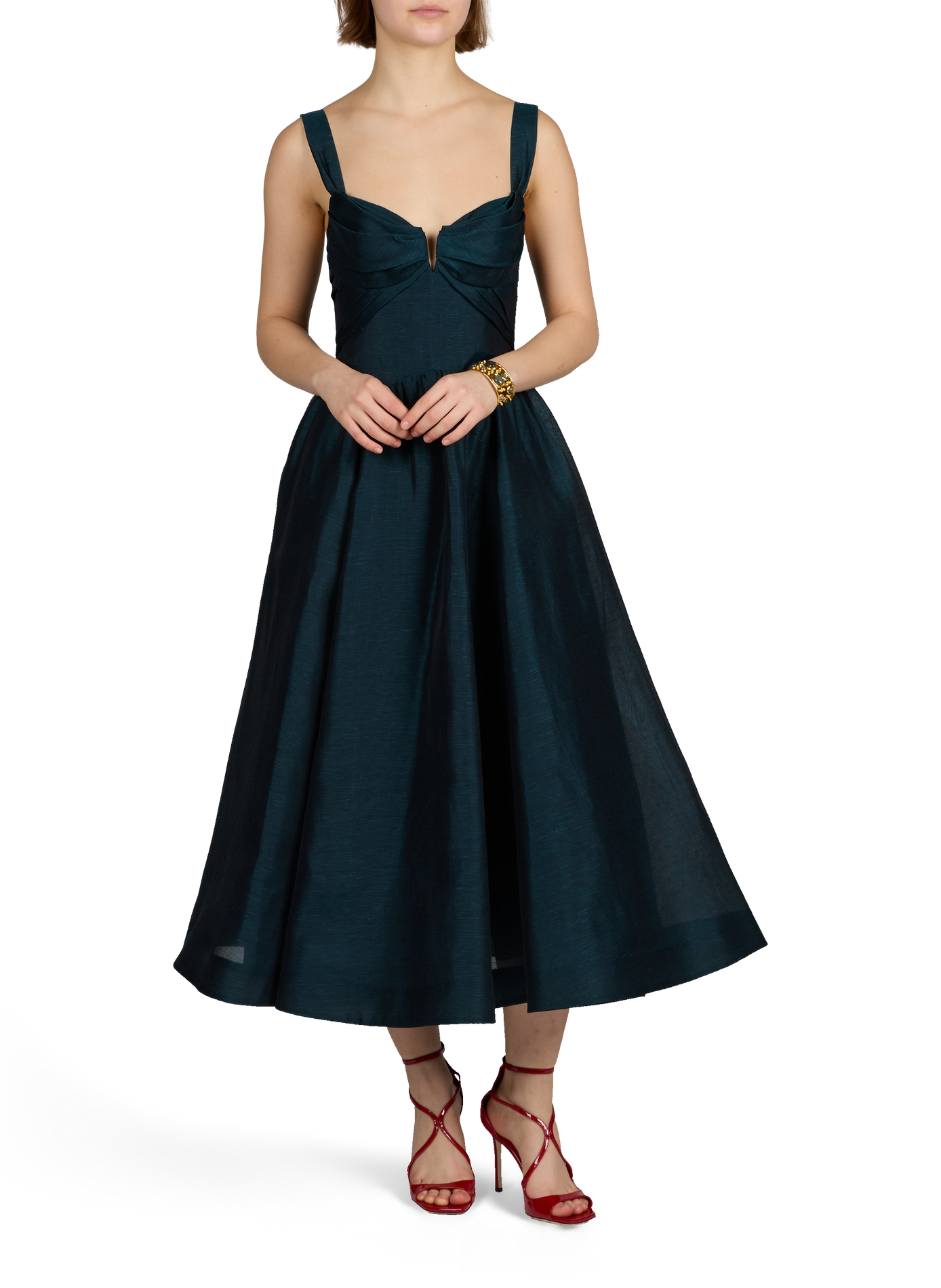 Robe midi drapée Rebellion en lin et soie ZIMMERMANN Bleu