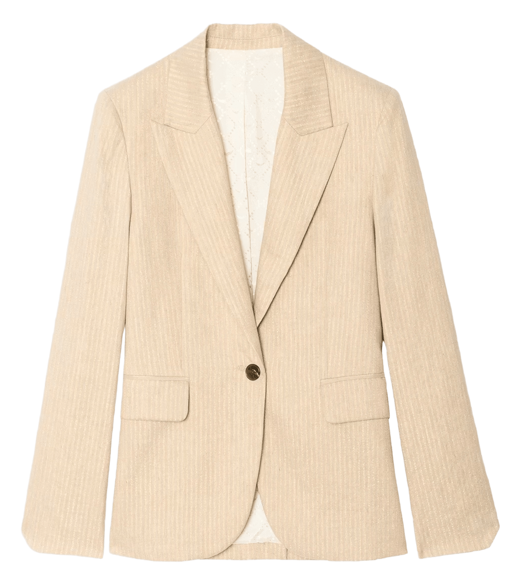 Veste tailleur droite rayée en lin mélangé vavy ZADIG&VOLTAIRE Beige
