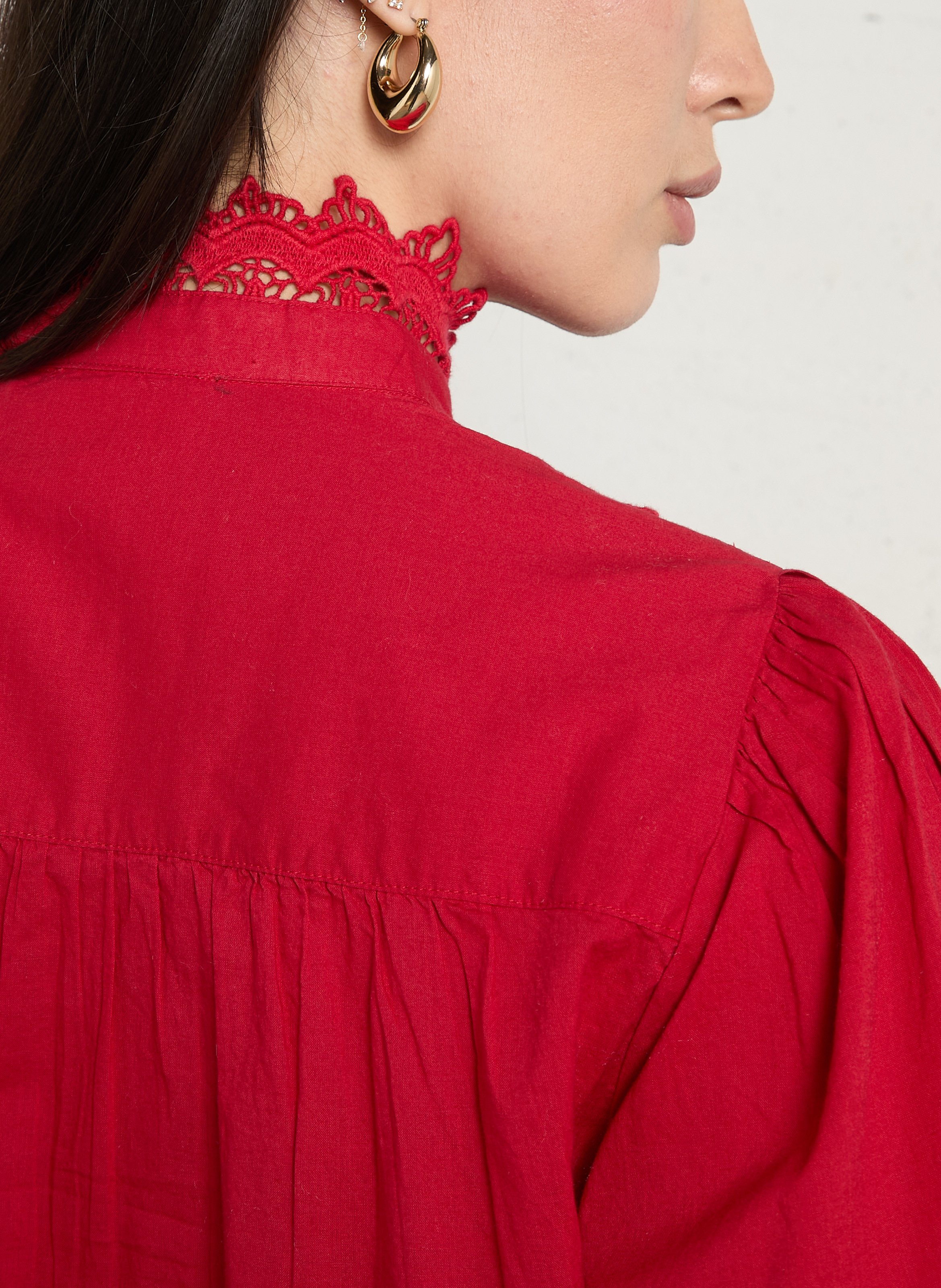 Chemiser boutonné à dentelle dalila MAISON 123 Rouge