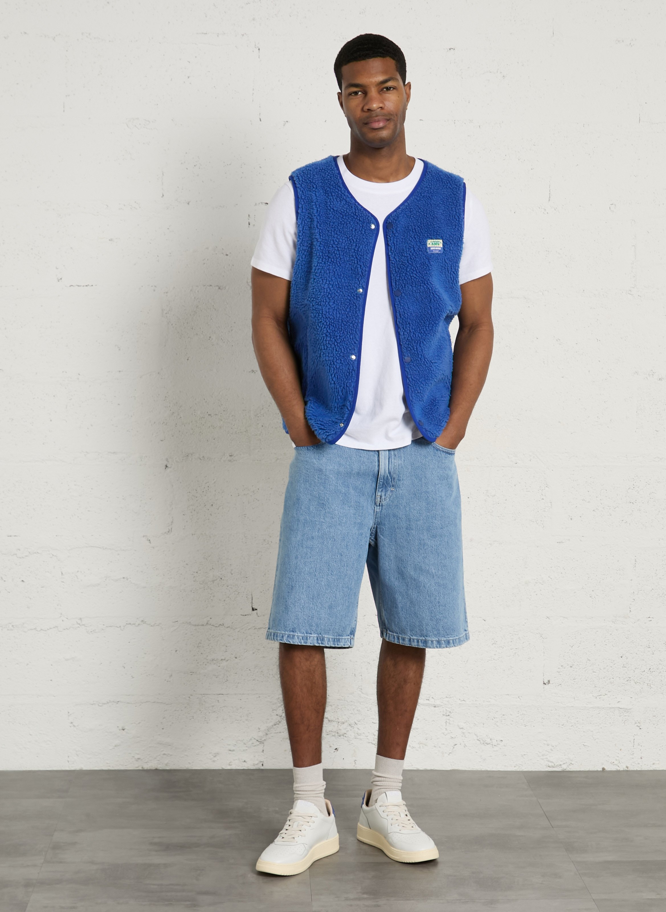 Veste col rond en sherpa hoktown AMERICAN VINTAGE Bleu