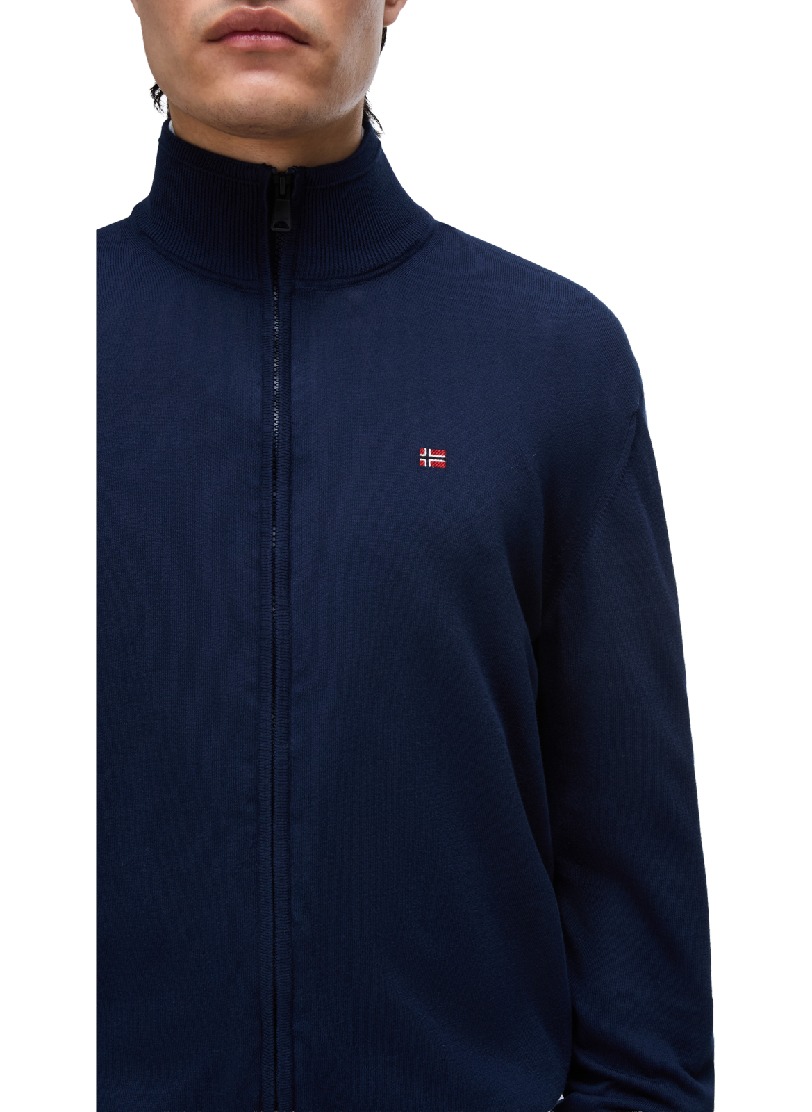 Gilet droit à col montant en coton NAPAPIJRI Bleu