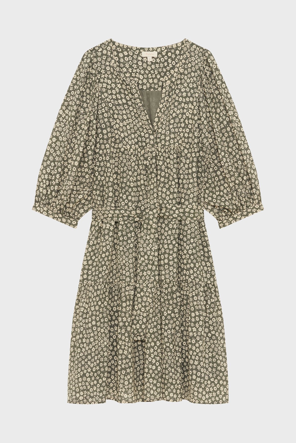 Robe courte fluide à fleurs - arsene PABLO Kaki