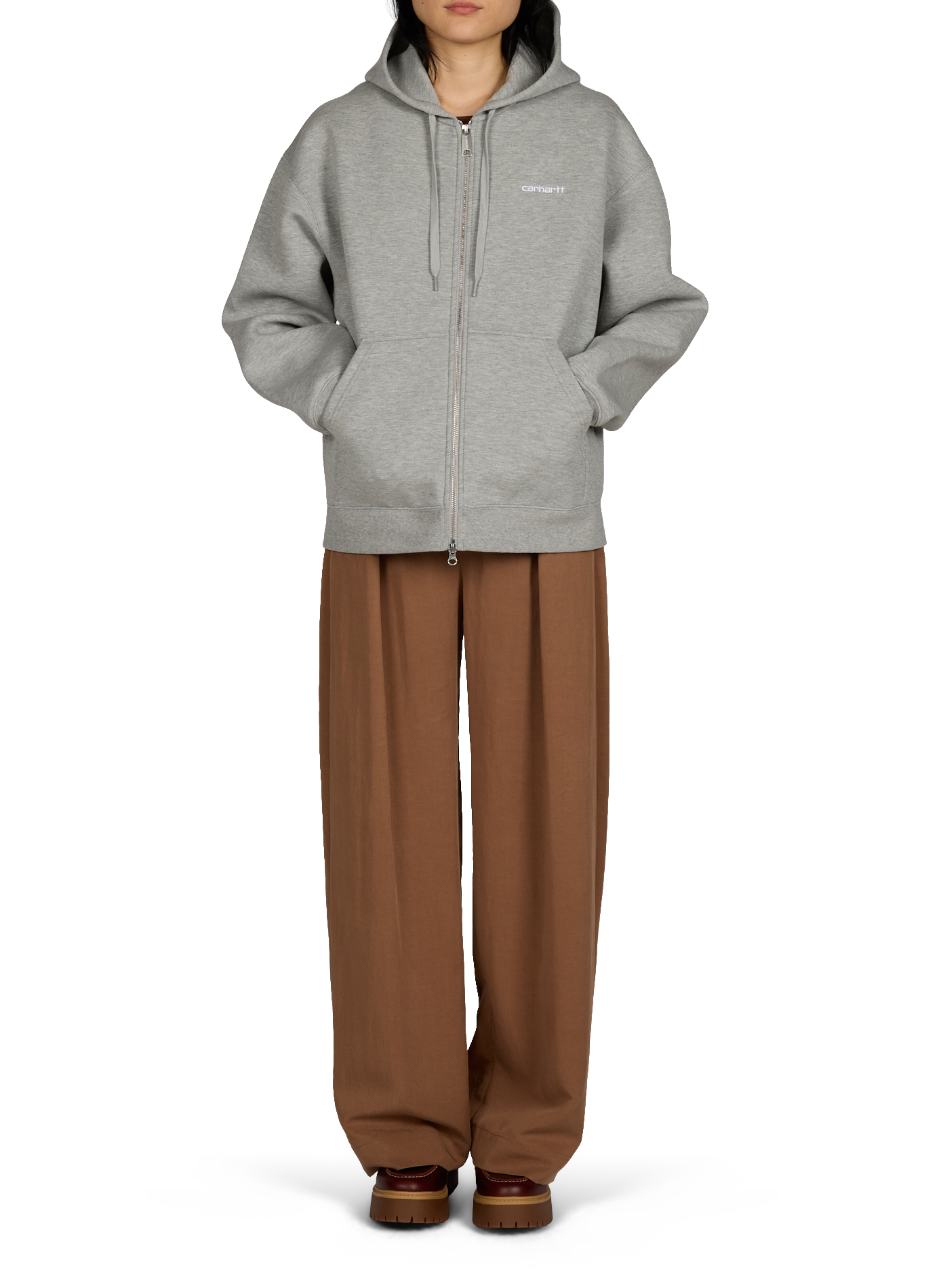 Hooded cotton blend jacket CARHARTT WIP Grey