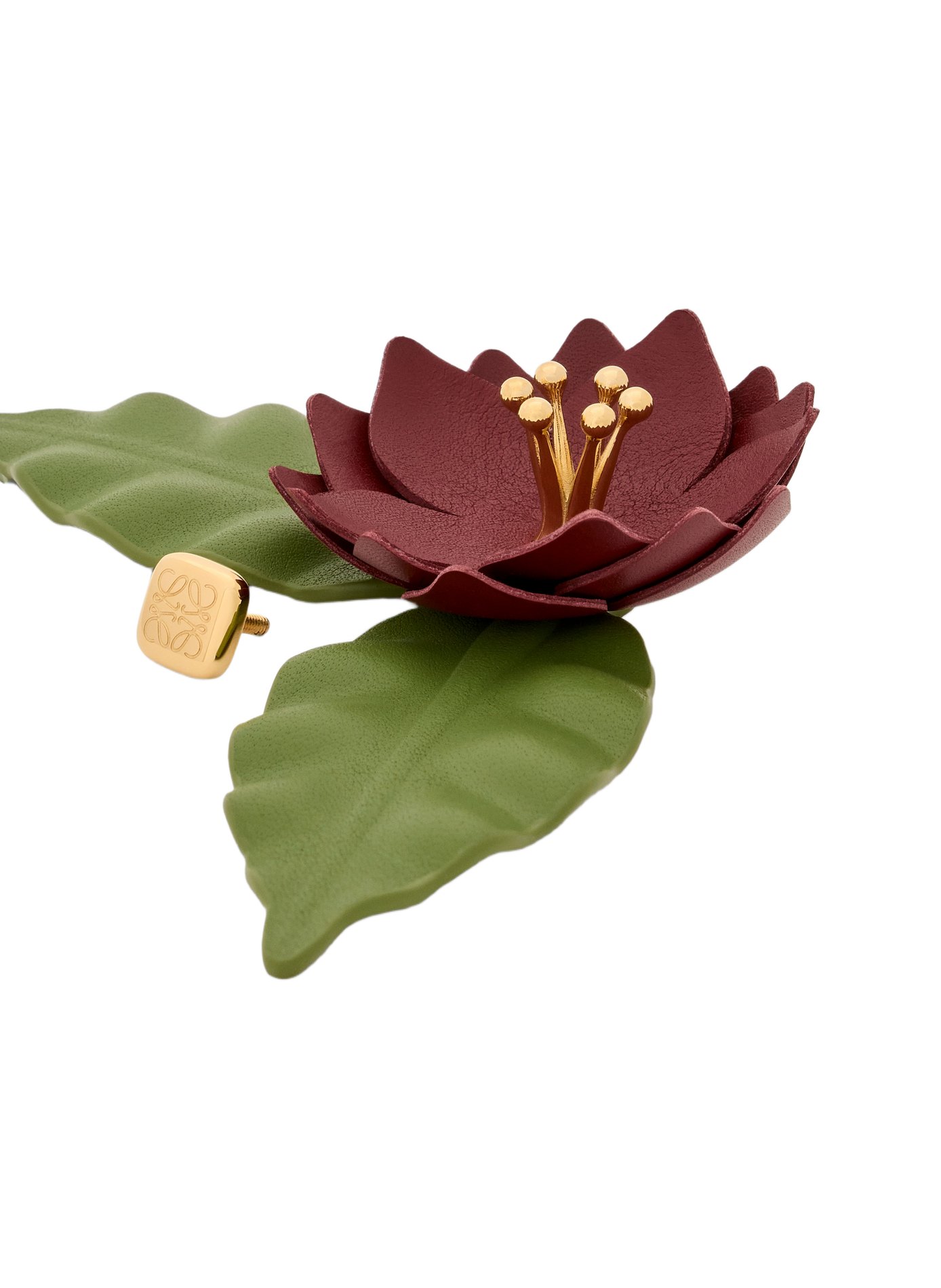 Klassieke leren bloem broche van kalfsleer LOEWE Rood