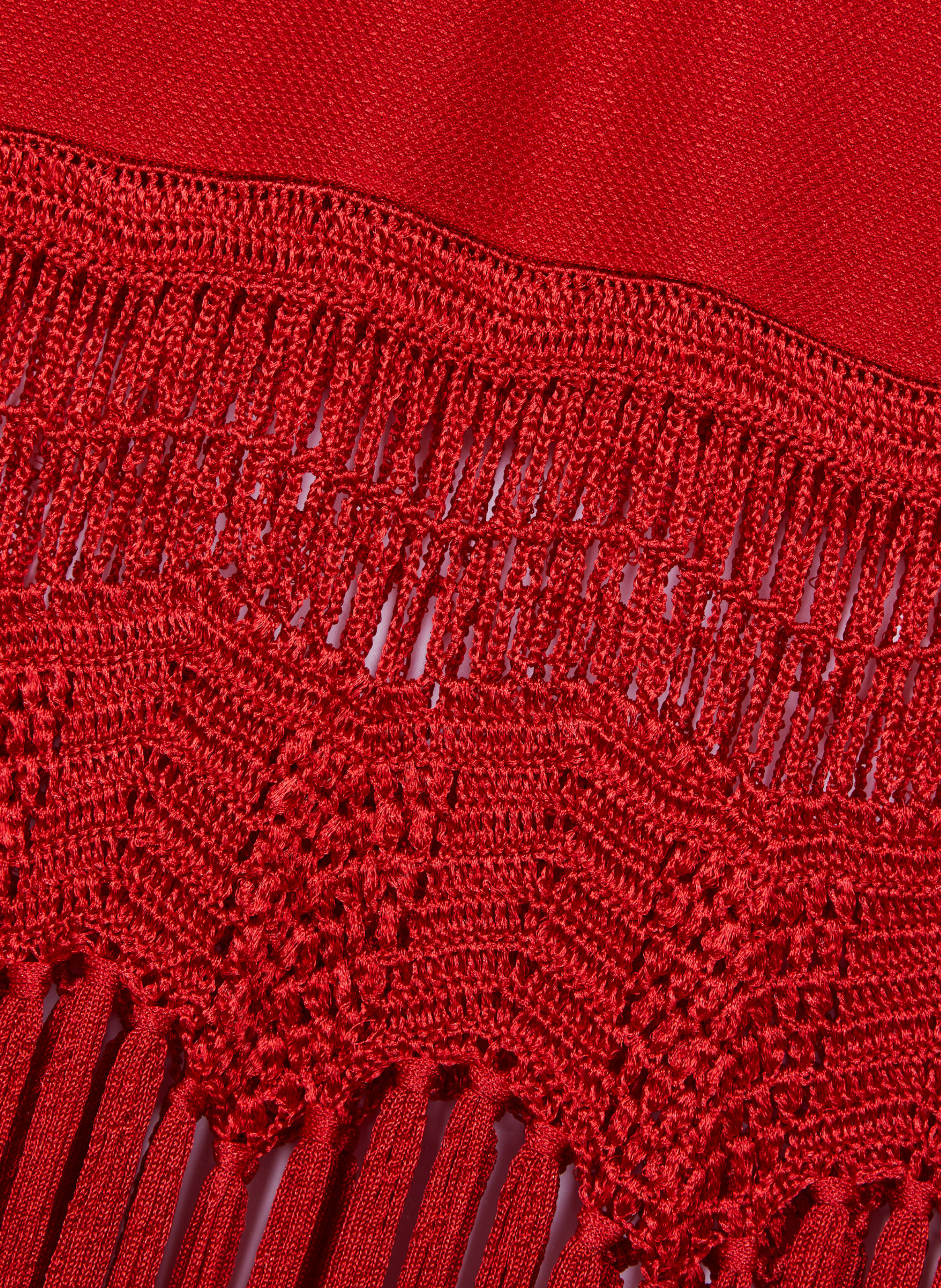 Robe dos nu avec franges en maille THE KOOPLES Rouge