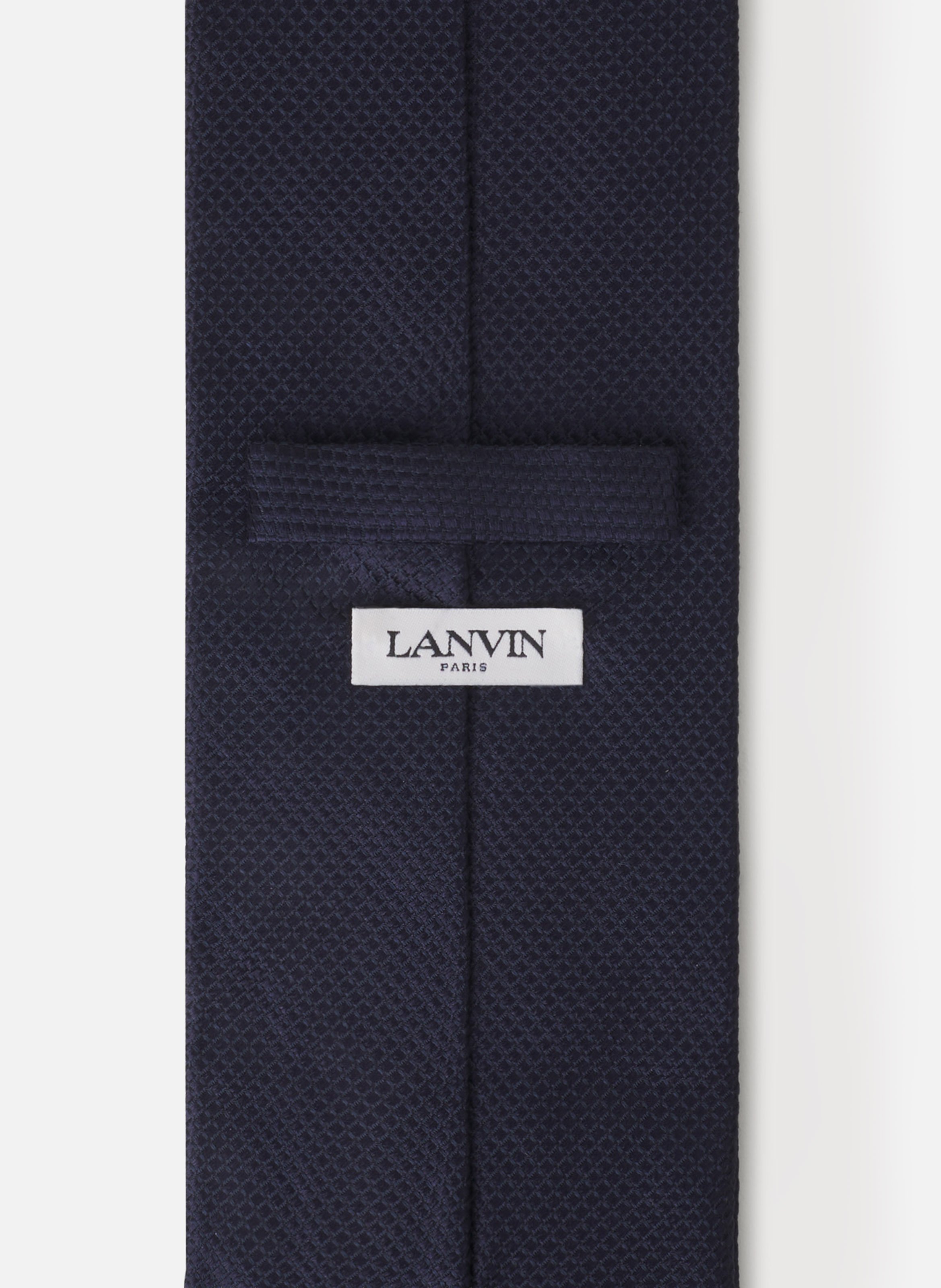 Cravate unie piquée en soie LANVIN Bleu
