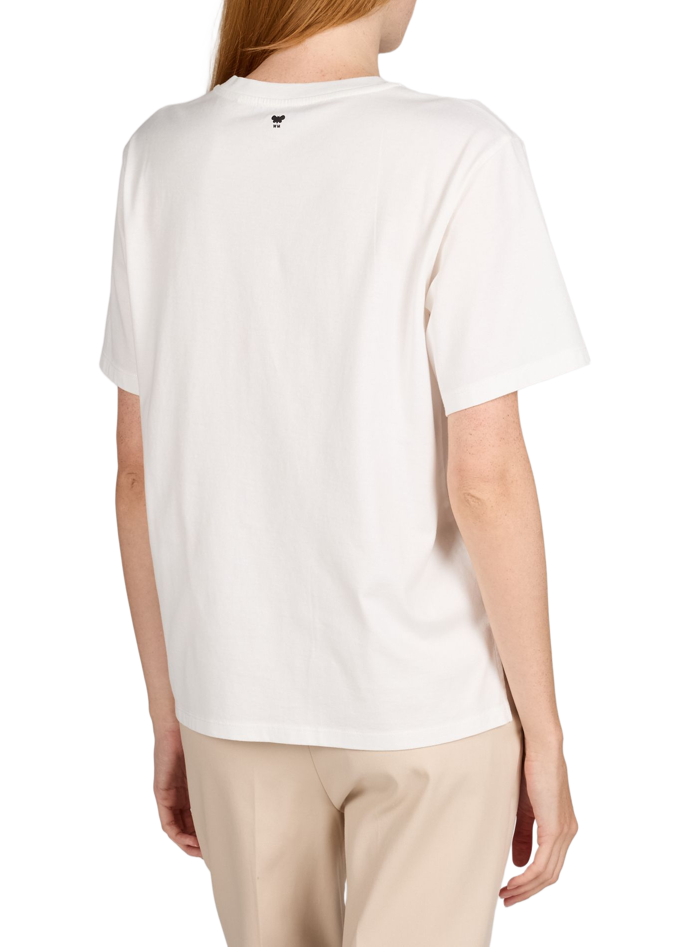 T-shirt coupe droite à imprimé et broderie en coton MAX MARA WEEK END Blanc