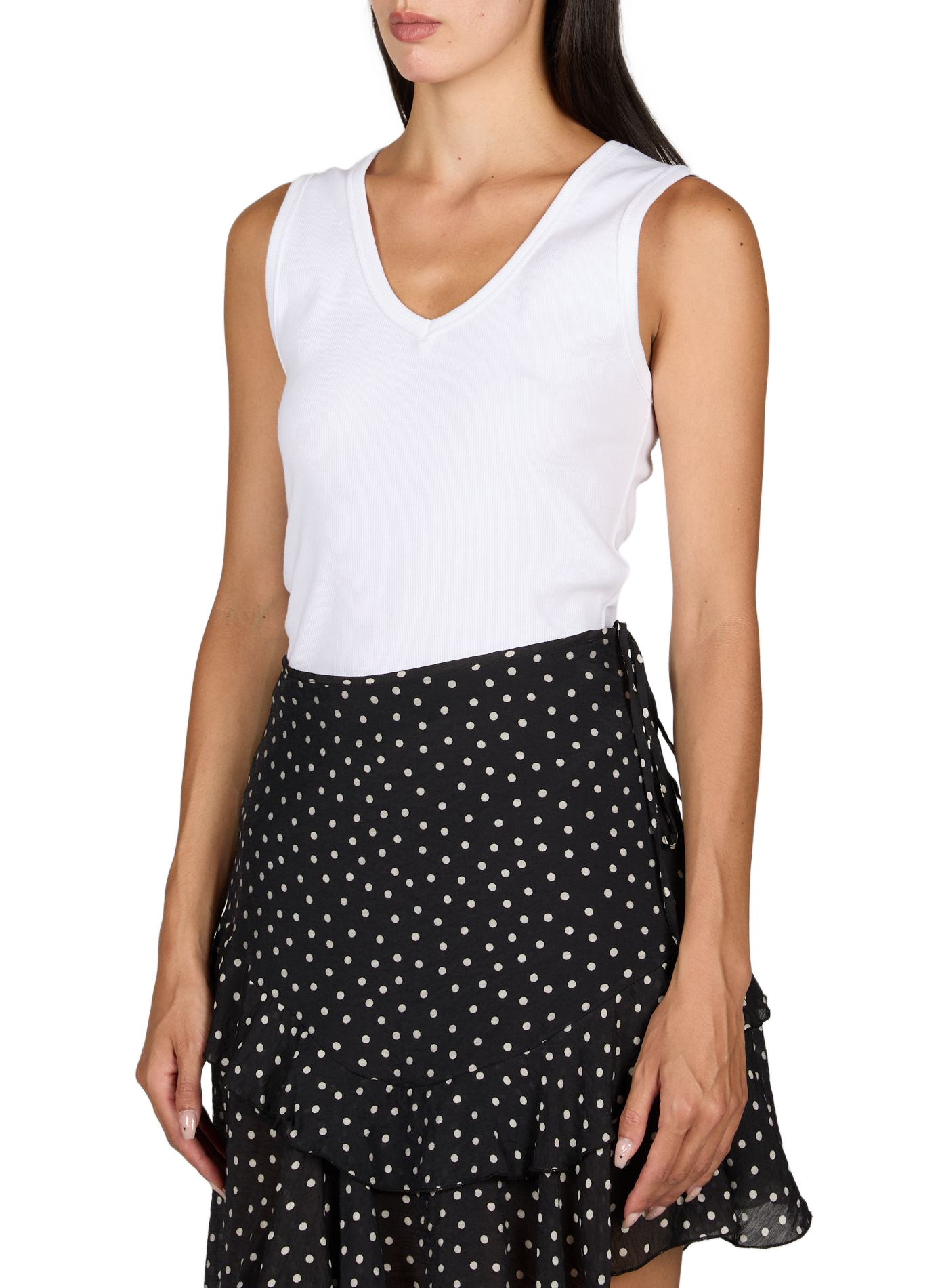 Top Rachel à col v en coton mélangé  TOPSHOP Blanc