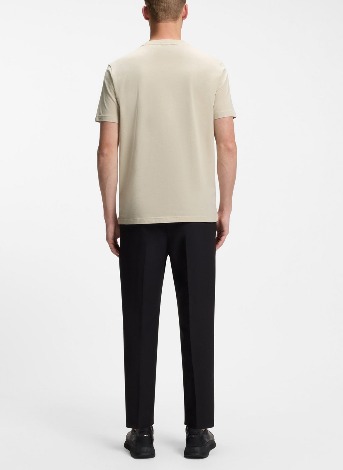 Tee-shirt col rond en coton mélangé BOSS Beige