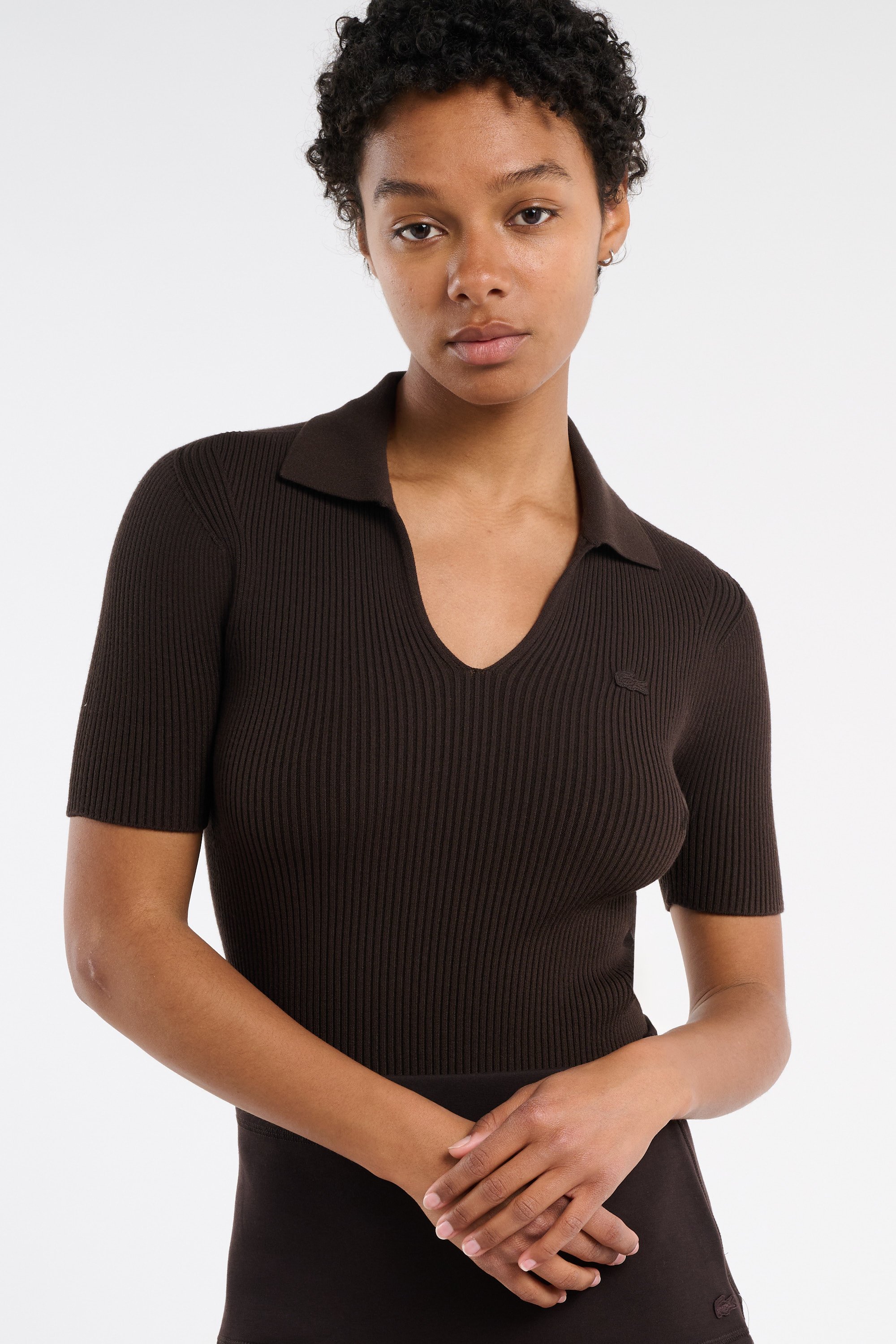 Polo tricot LACOSTE Marron
