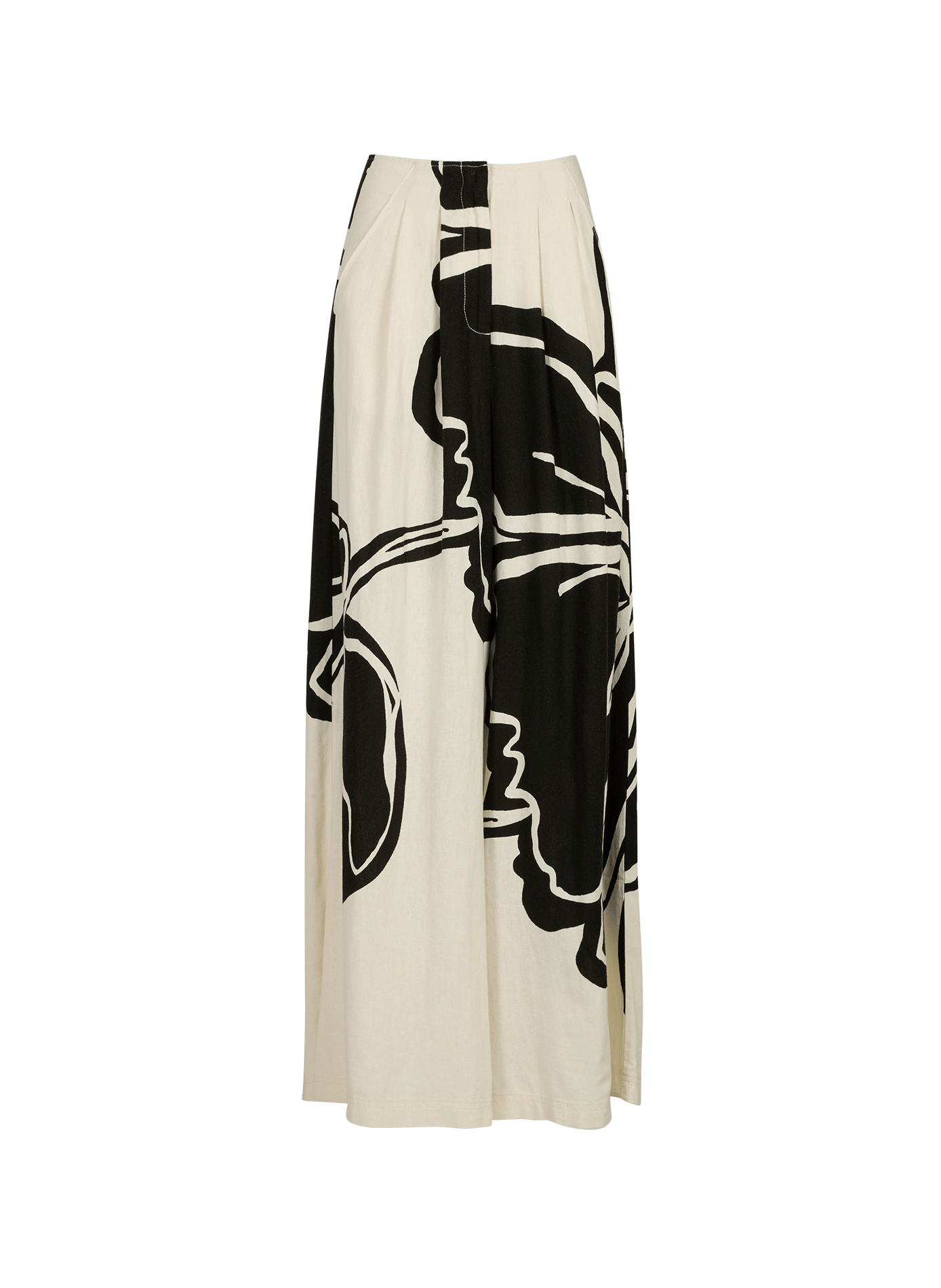 Pantaloni larghi in lino misto stampati TOPSHOP Beige