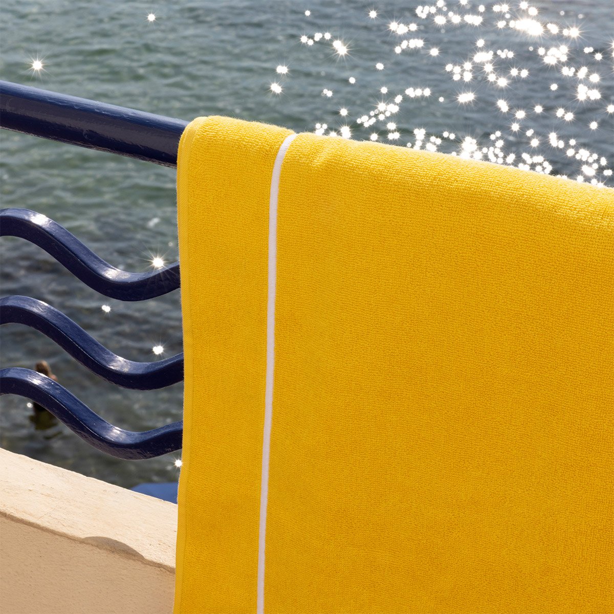 Serviette de plage  en coton, croisière YVES DELORME Jaune