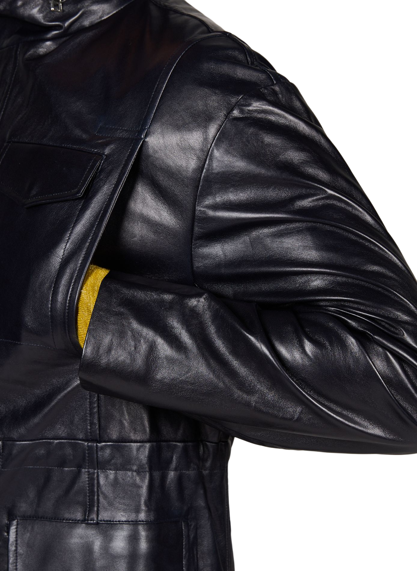 Blouson en cuir OMAR AFRIDI Bleu