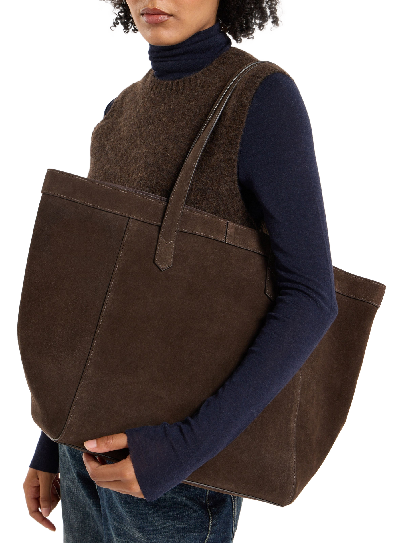 Sac cabas Enzo en cuir suédé SAISON 1865 Marron