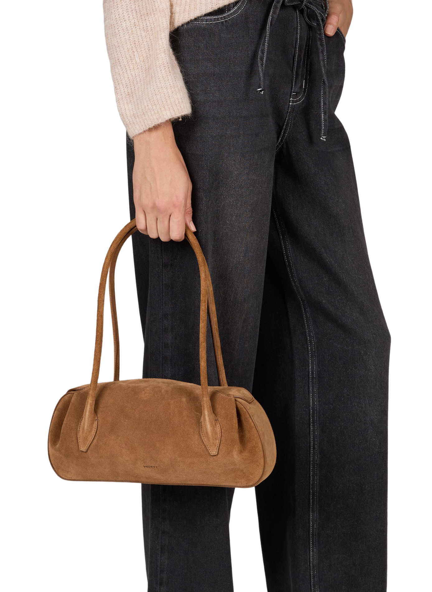 Small Oyster suede leather handbag YUZEFI Brown