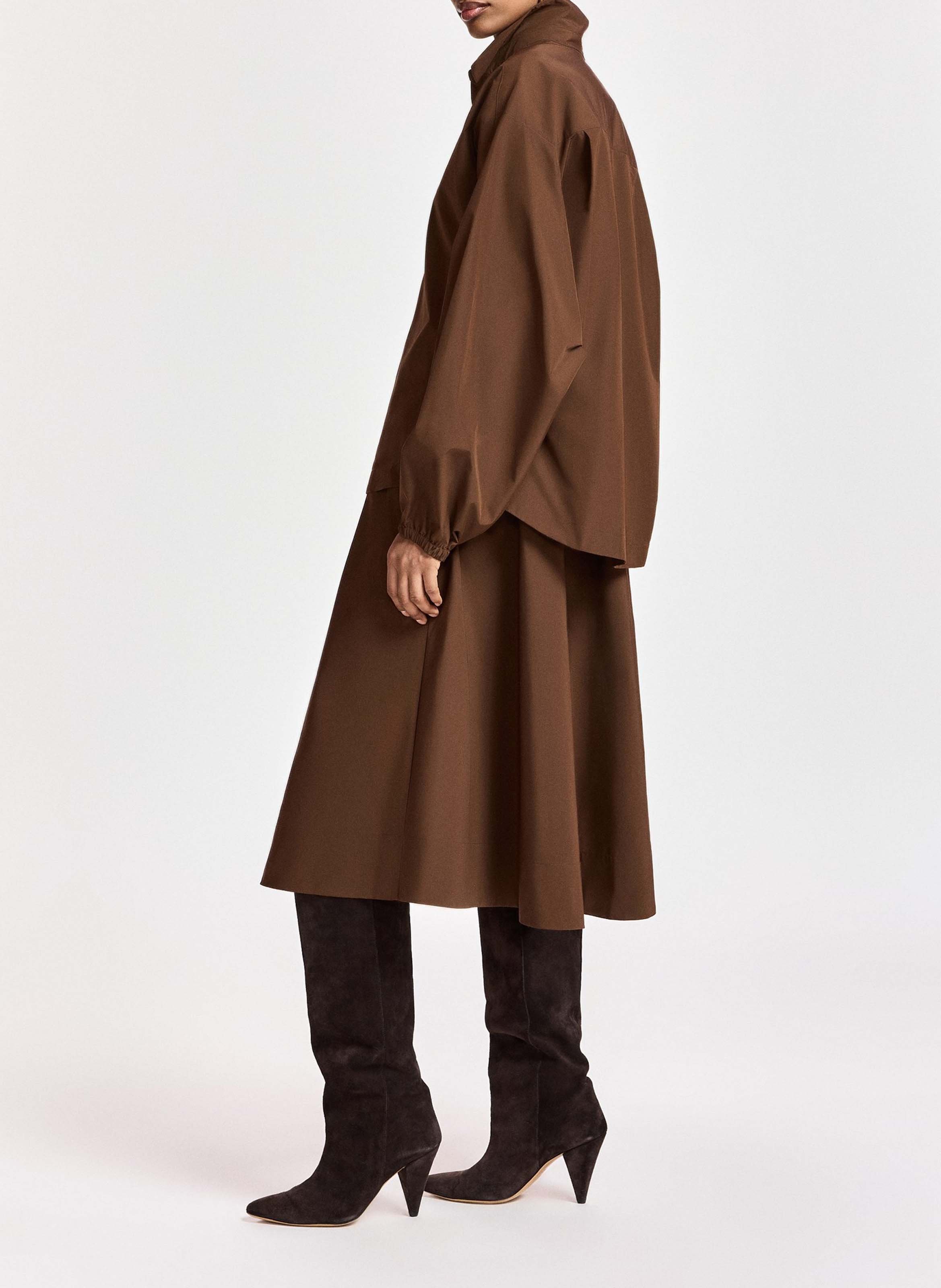 Jupe midi évasée à taille élastique keely2 ESSENTIEL ANTWERP Marron