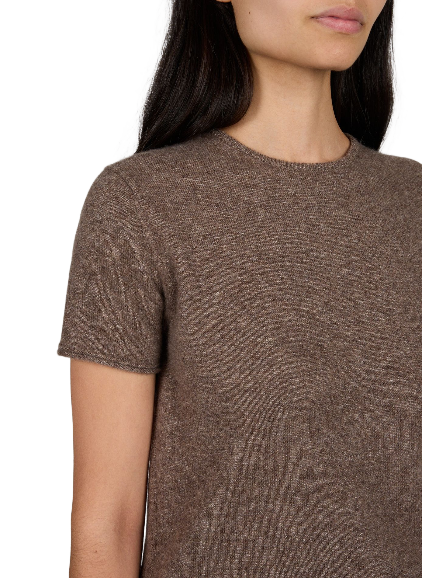 Runder Ausschnitt Pullover aus Kaschmir und Seide CO Braun