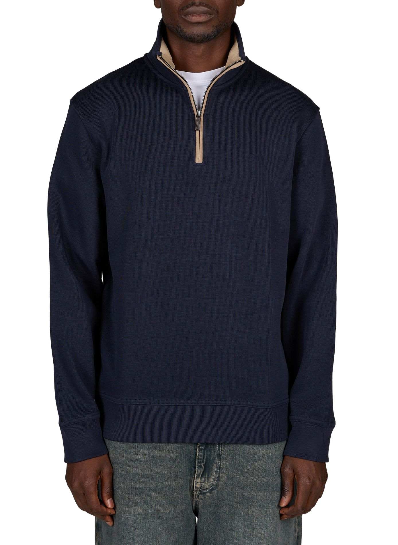Sweatshirt droit à col montant zippé en coton GANT Bleu