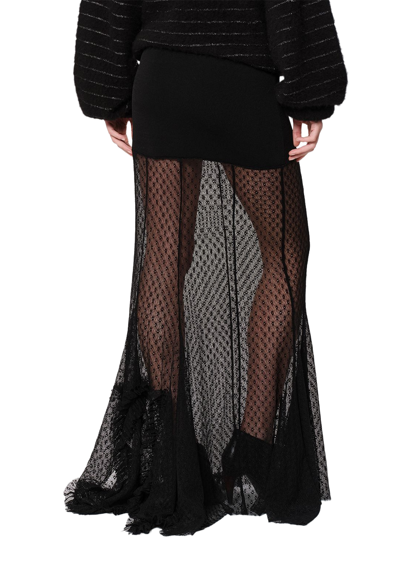 Jupe longue Ioana en dentelle plumetis ISABEL MARANT Noir