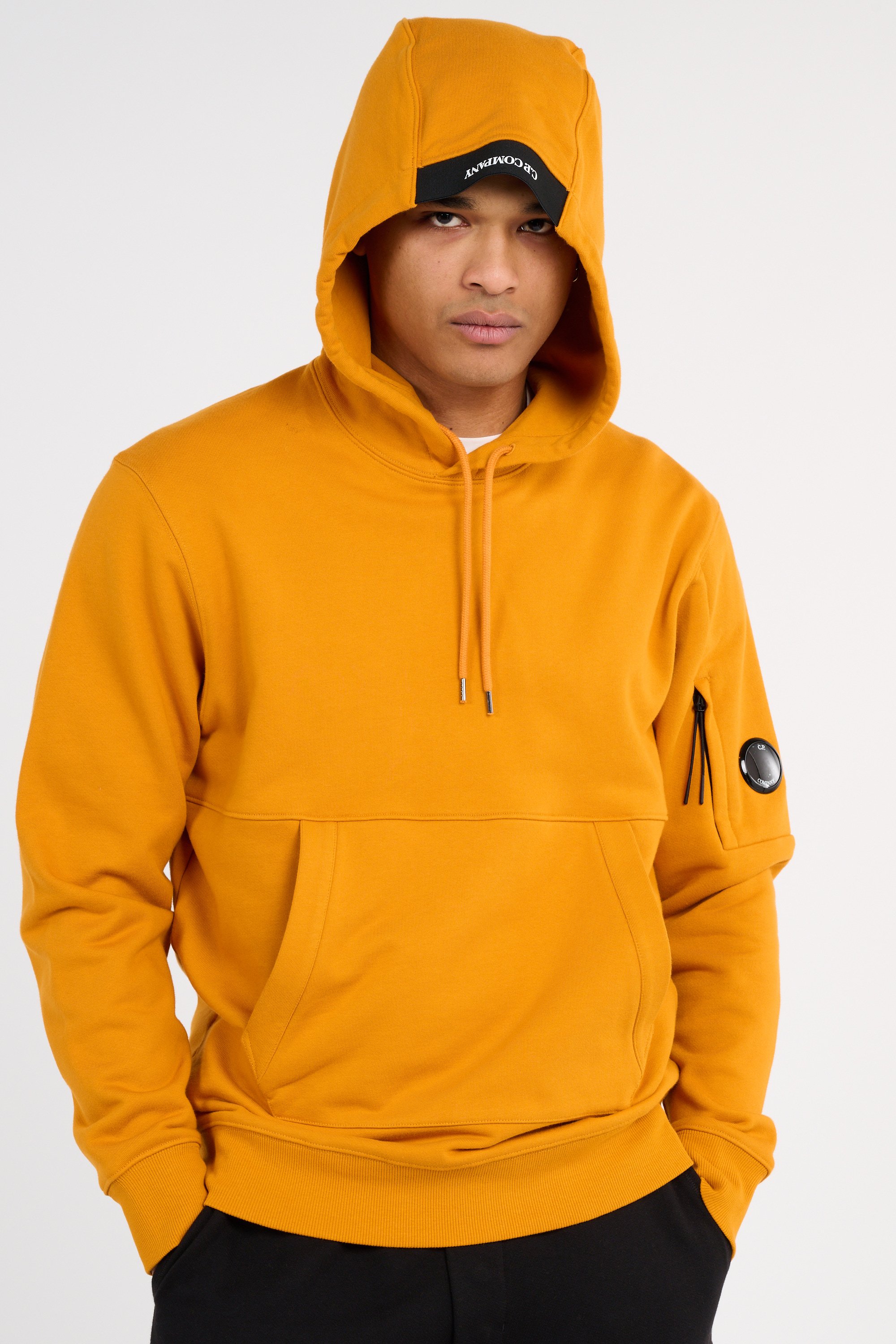 Hoodie diagonal raised fleece hooded lens sweatshirt CP COMPANY Orange