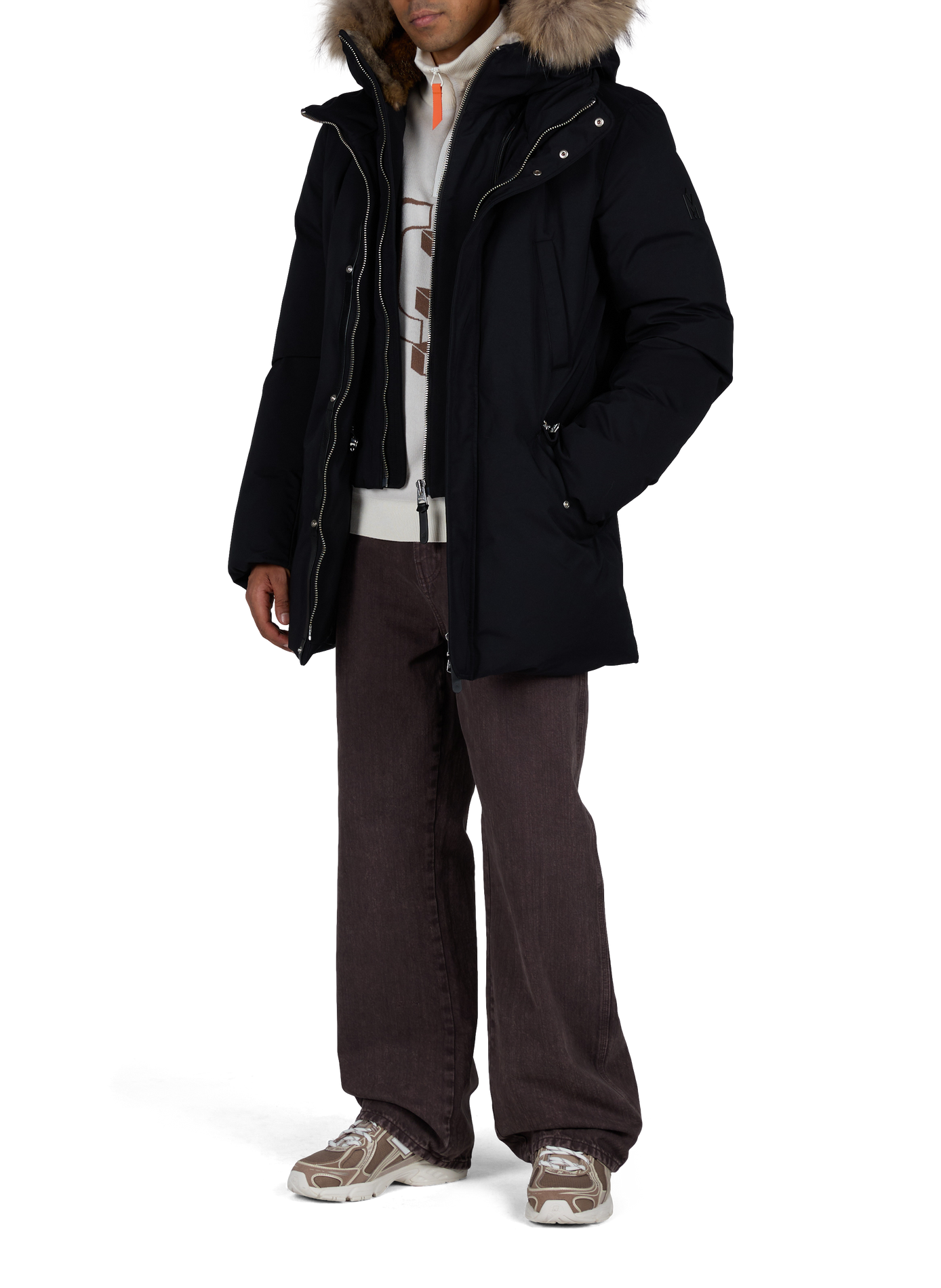 Daunenjacke mit Kapuze und Pelz MACKAGE Schwarz