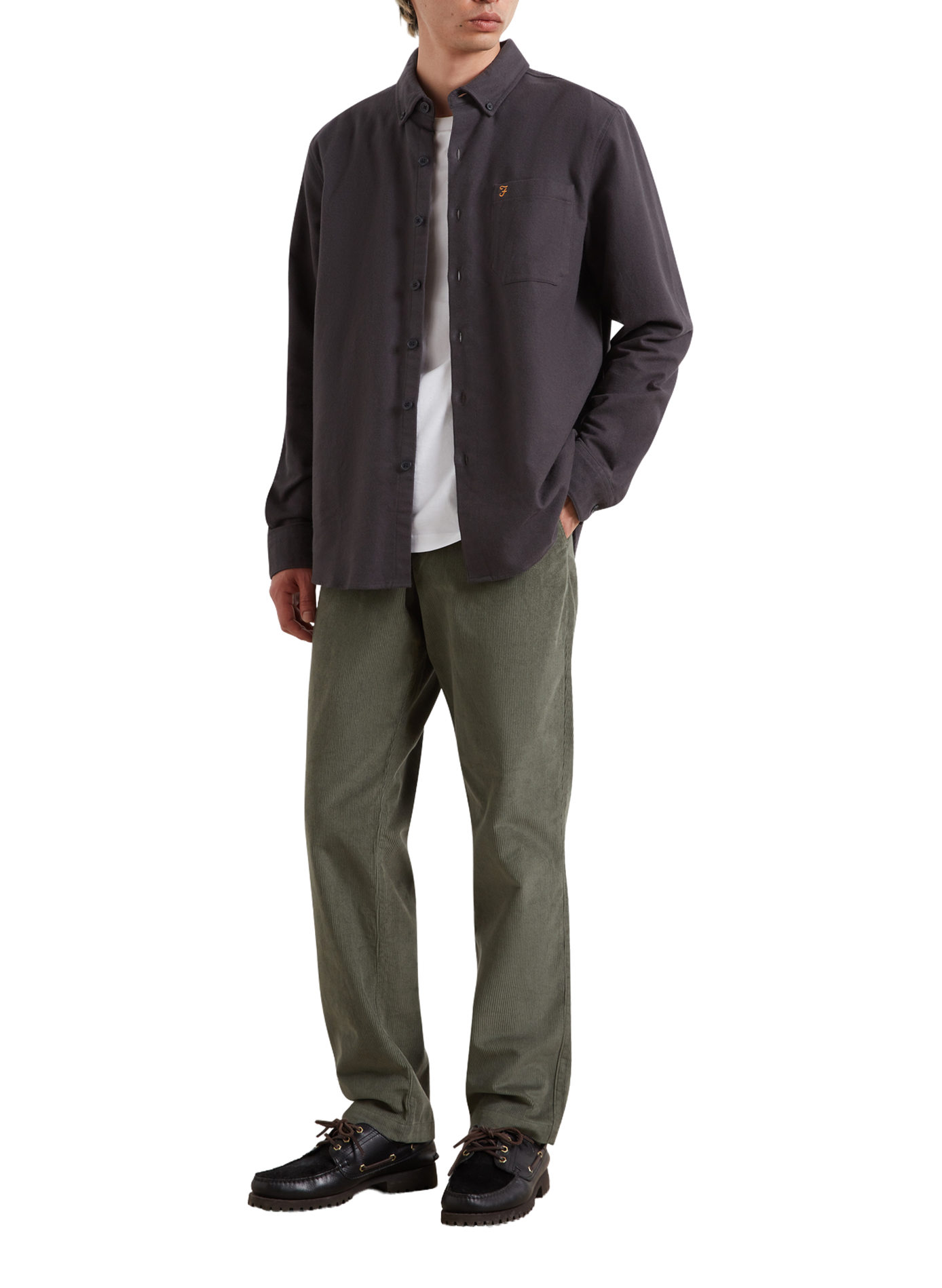 Straight corduroy cotton trousers FARAH Green