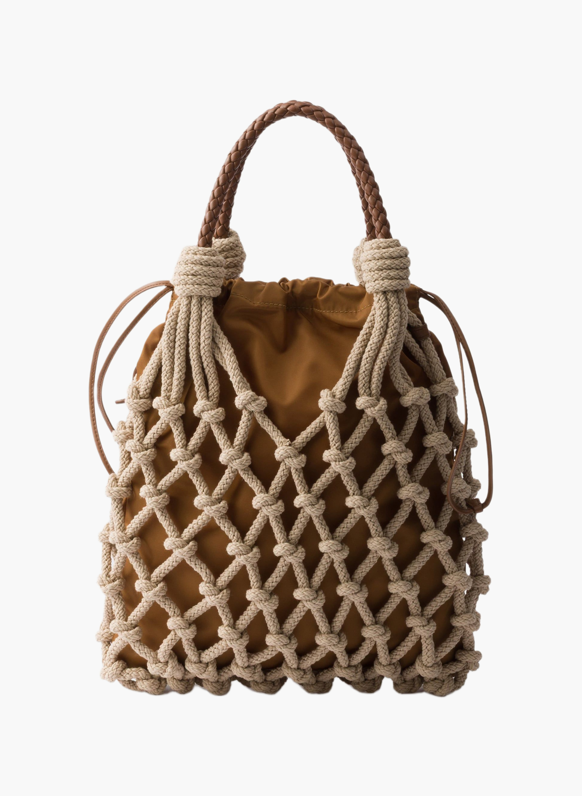 Sac prada noué en macramé de coton PRADA Beige