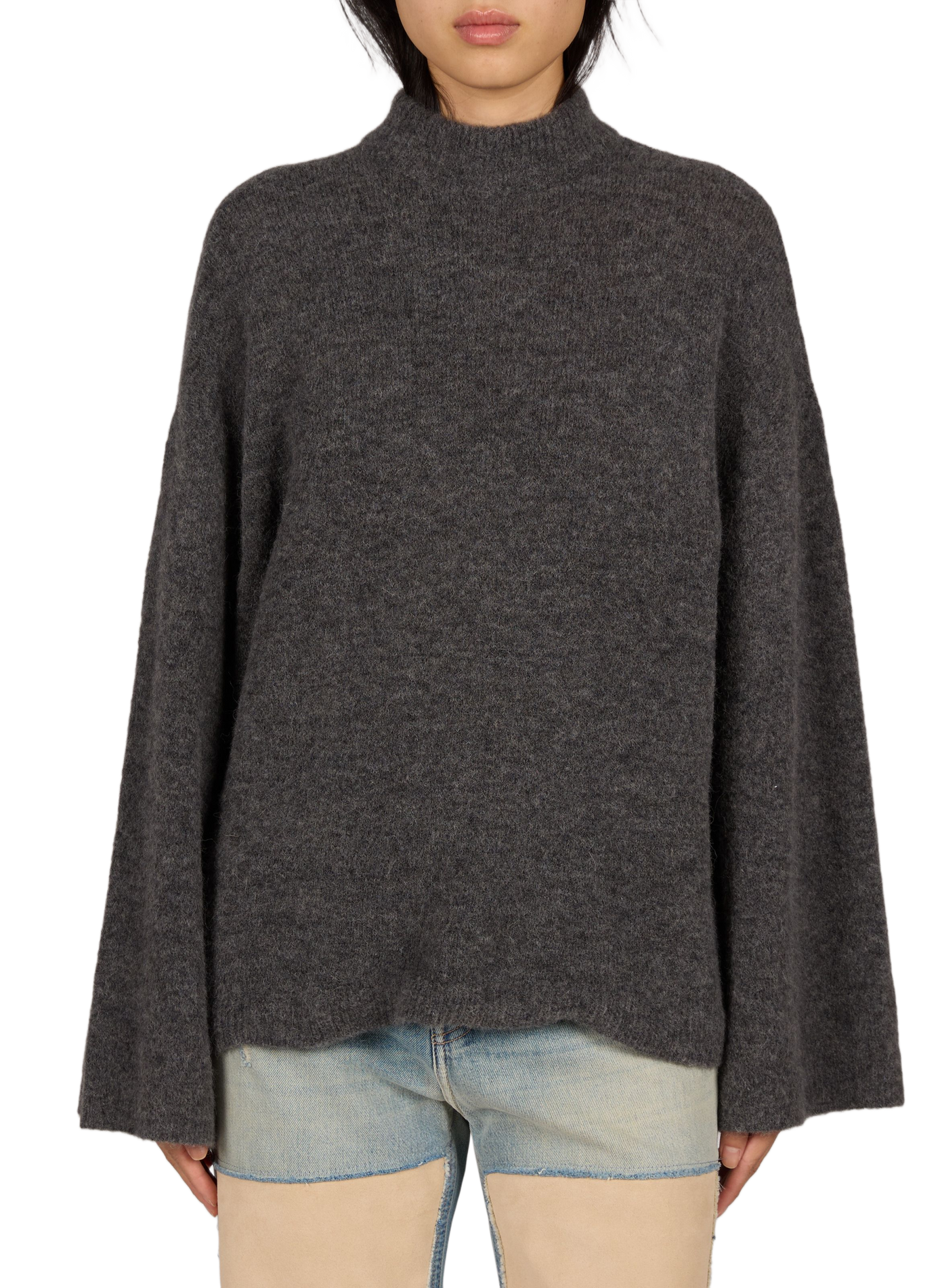 Straight wool-blend high-neck sweater ROUGE EDIT Grey