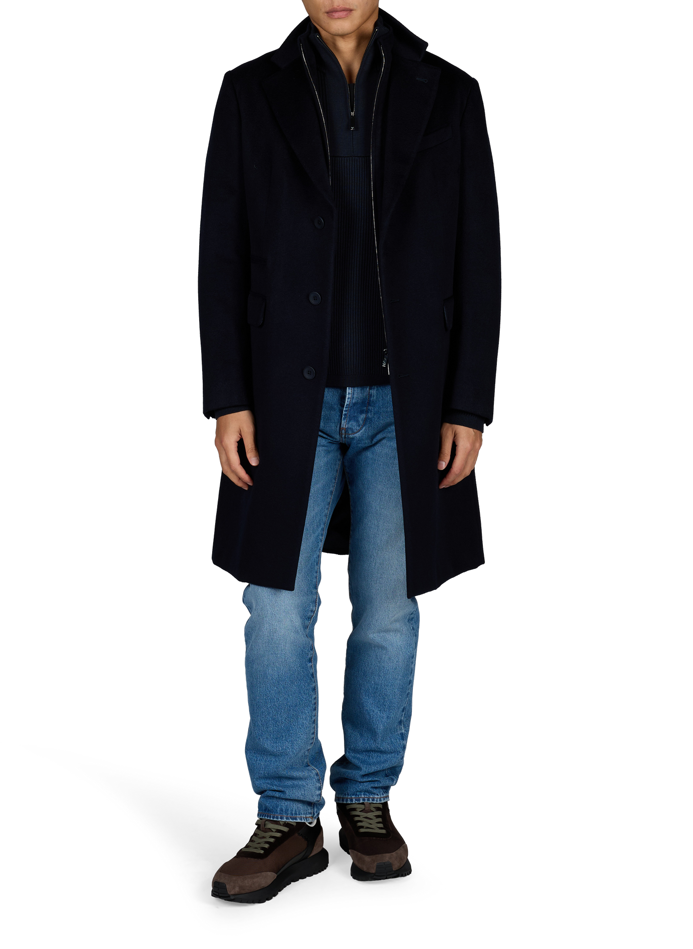 Rechte jas met knopen van kasjmier EMPORIO ARMANI Blauw