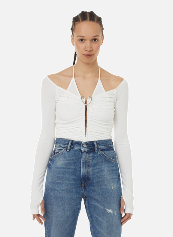 DION LEE Long-sleeved ruched top White