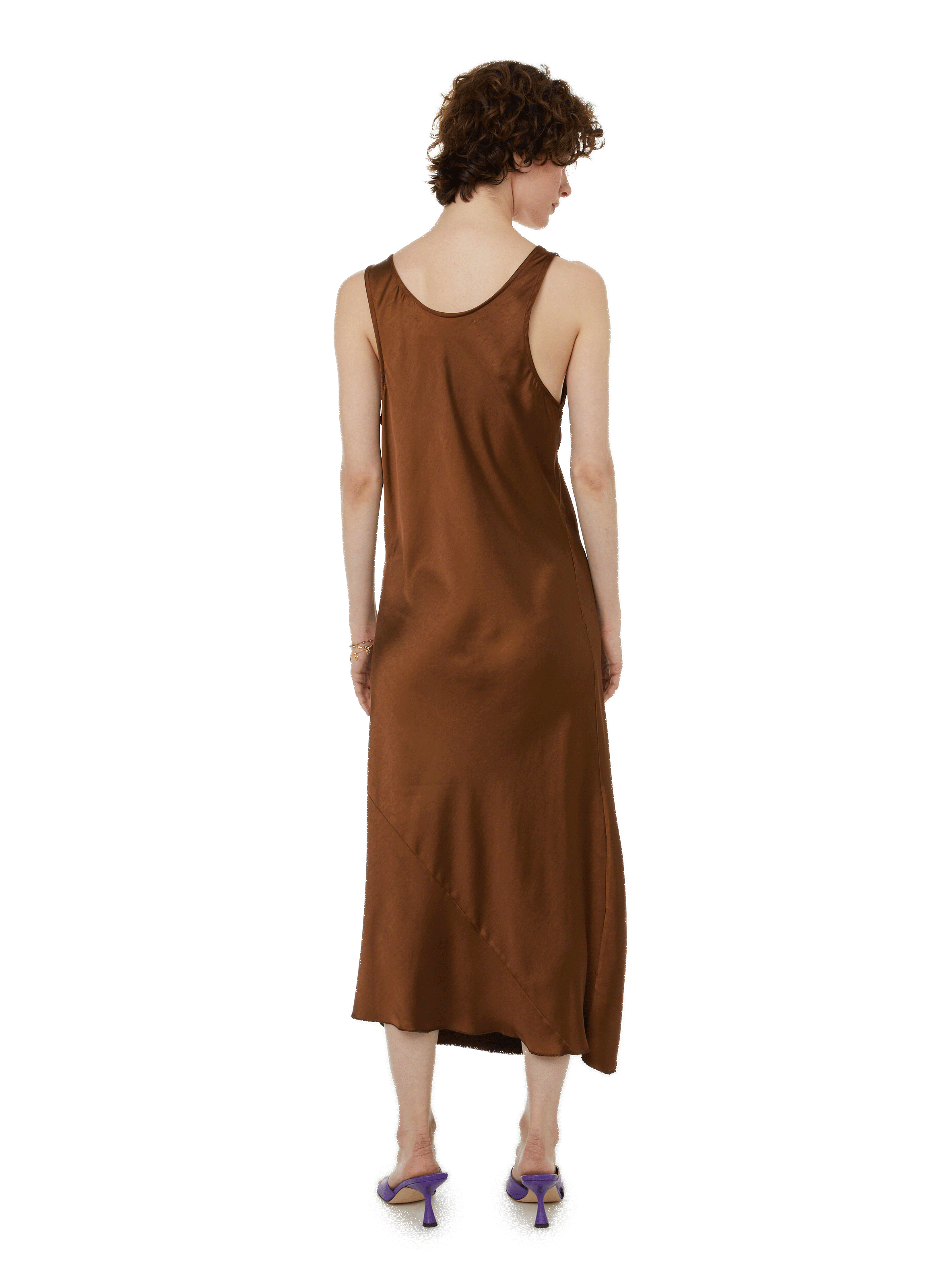 Robe longue satiné THE SOCIAL SUNDAY Marron