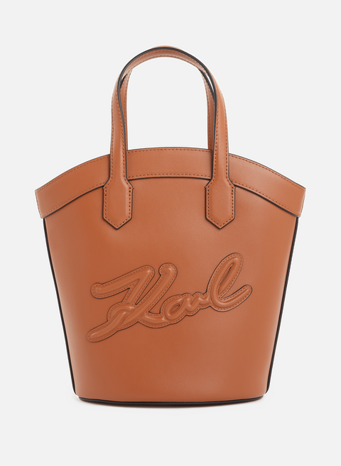Brown leather basket bagKARL LAGERFELD 