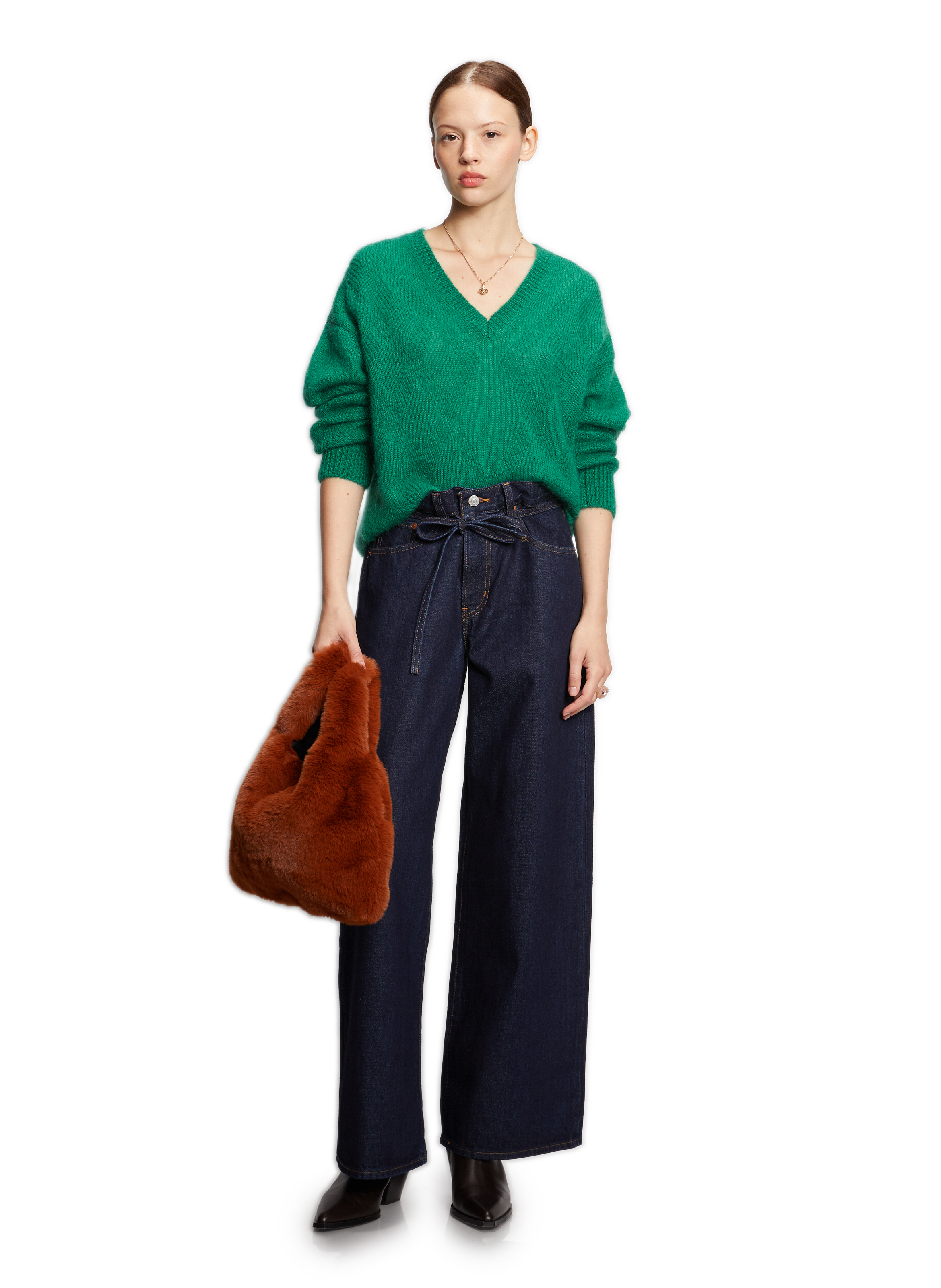 Sac à main en fourrure  AU PRINTEMPS PARIS Marron