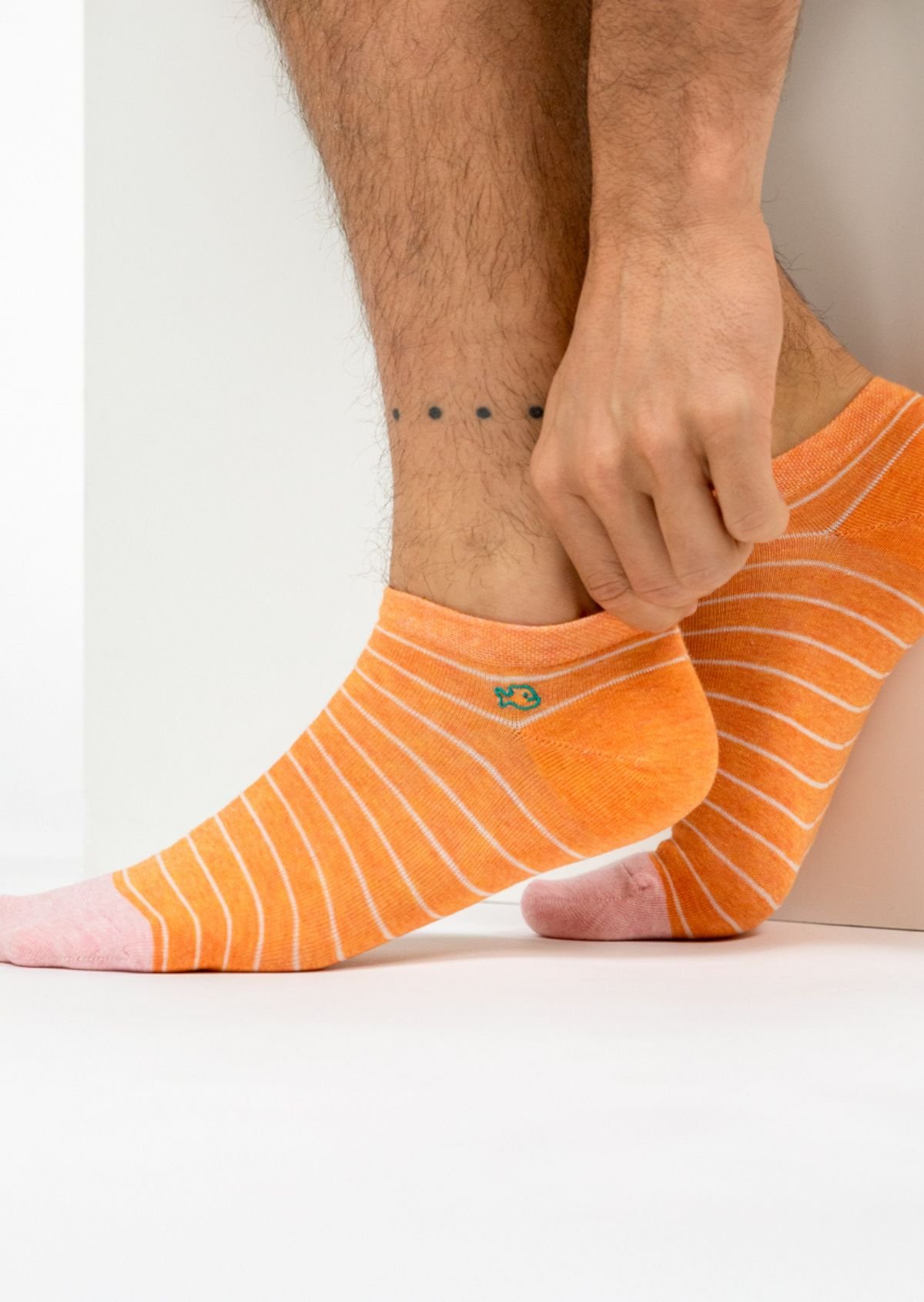 Socquettes en coton peigné à rayures fines BILLYBELT Orange