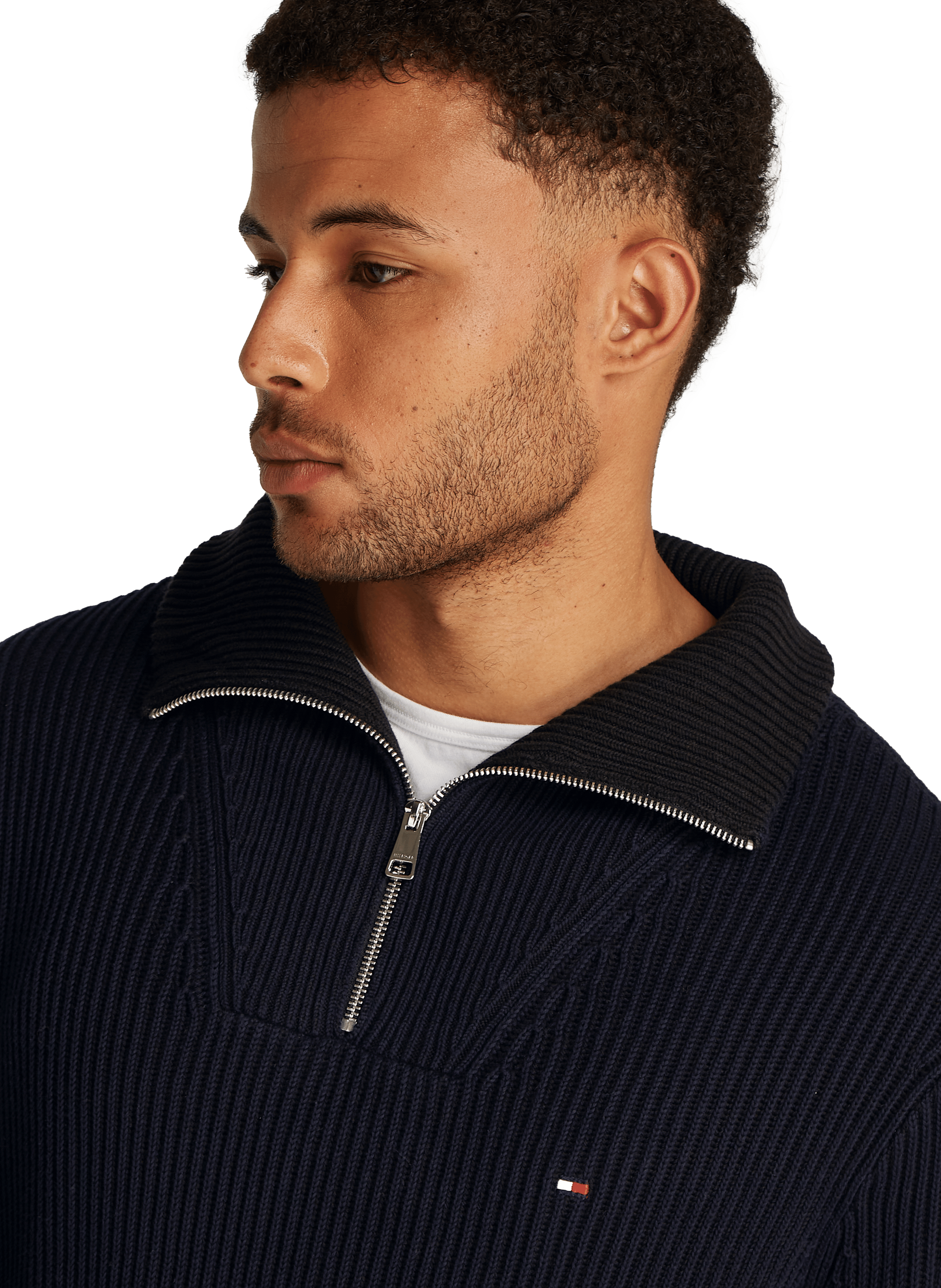 Ribbed knit half-zip sweater TOMMY HILFIGER Blue