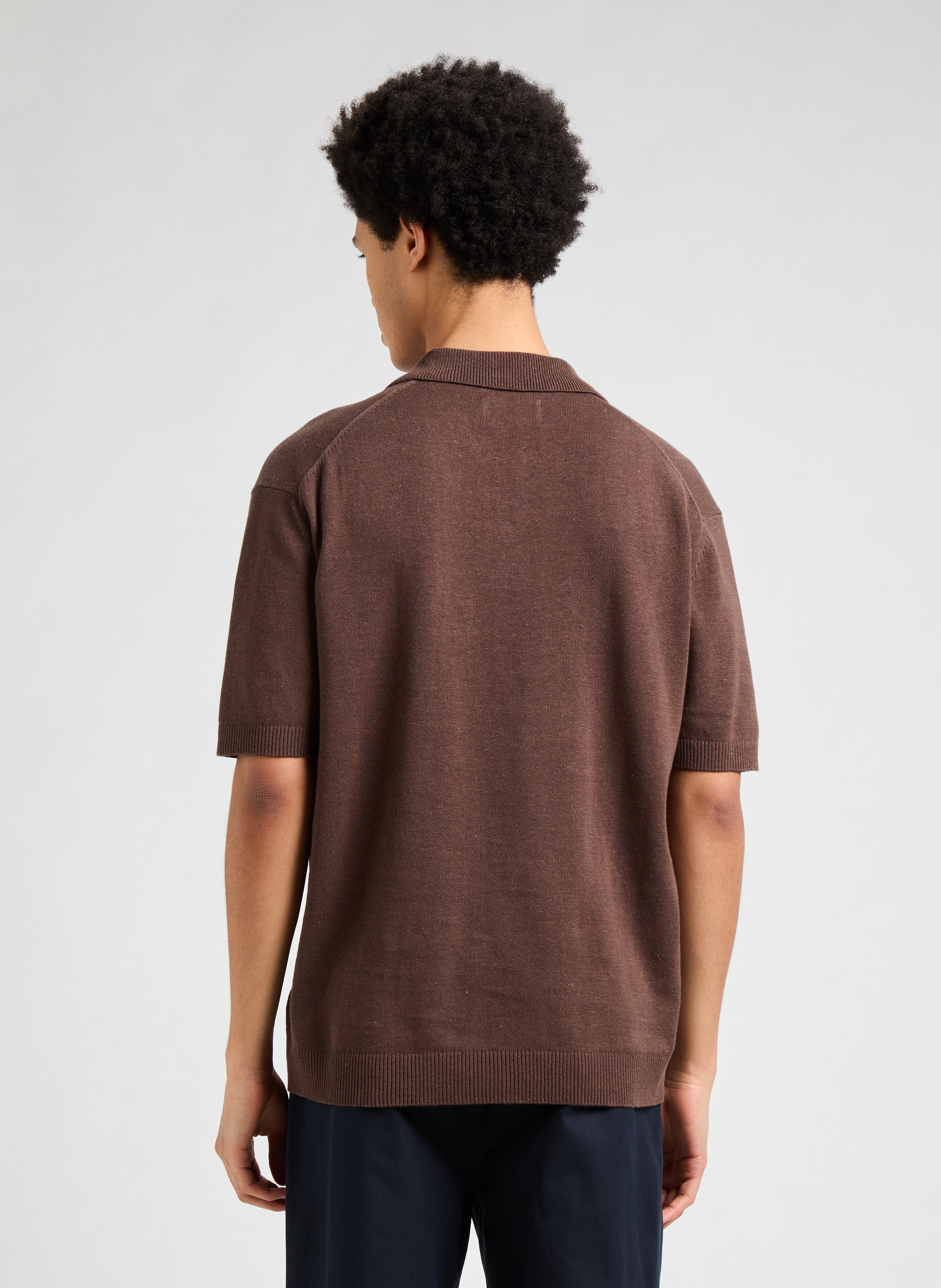 Polo en lin et coton SAISON 1865 Marron