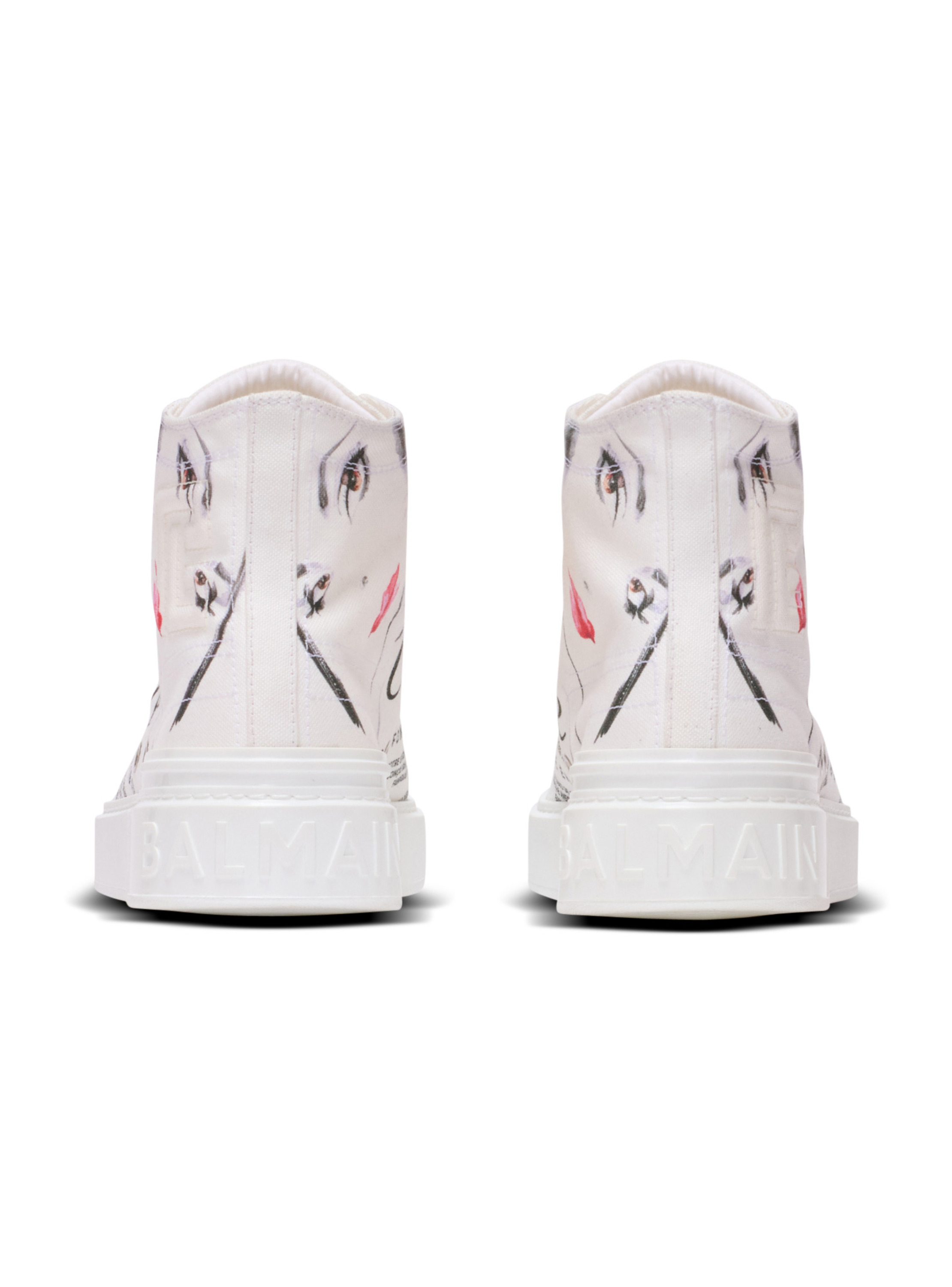 Baskets b-court high top imprimées balmain beauty BALMAIN Blanc