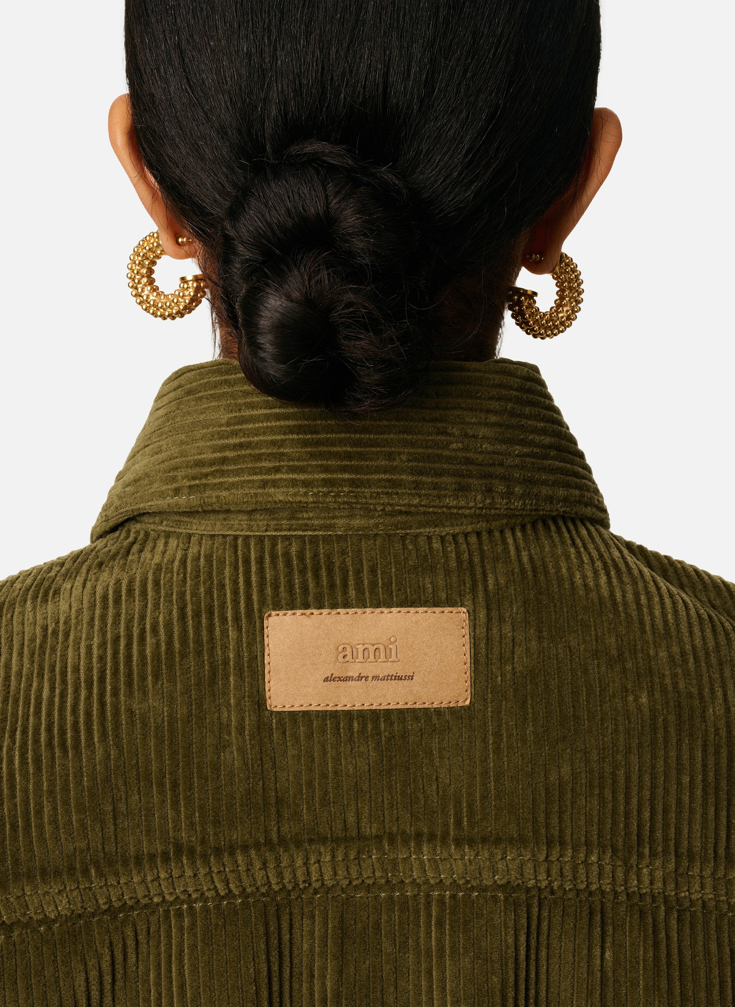 Surchemise velours cotelé en coton unisexe AMI PARIS Vert