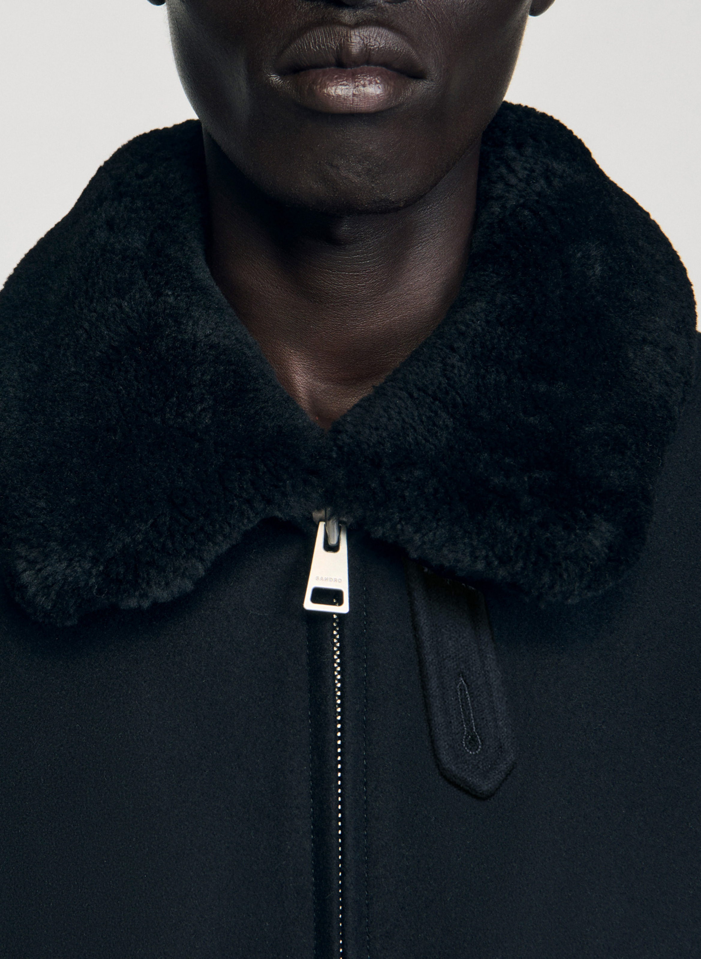 Blouson col mouton SANDRO Noir