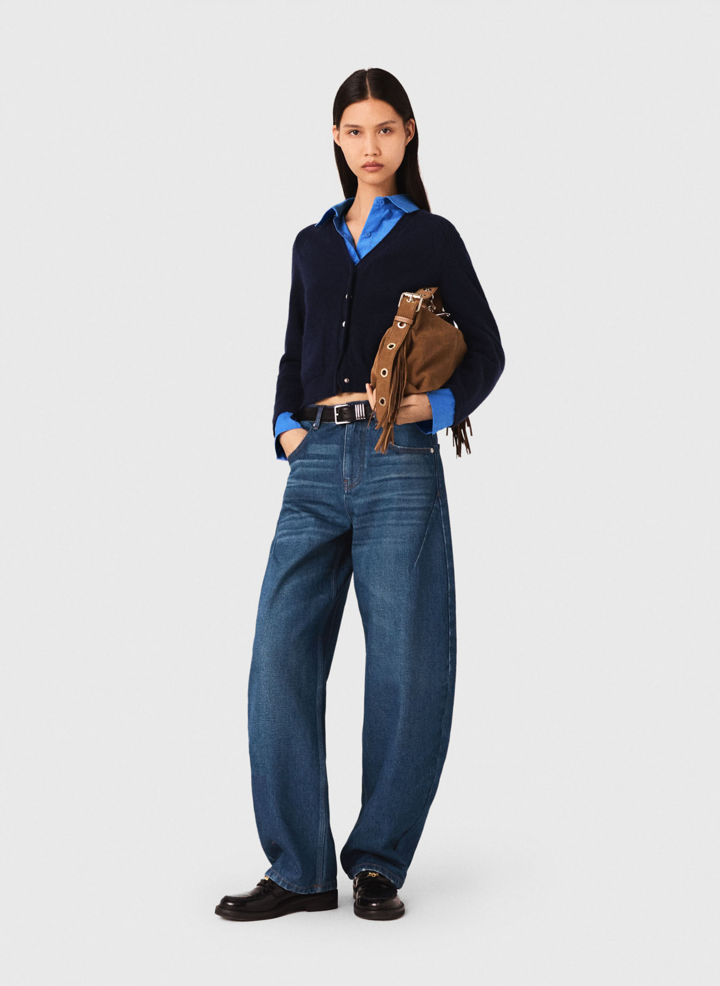 Jean ballon en denim coton MAJE Bleu