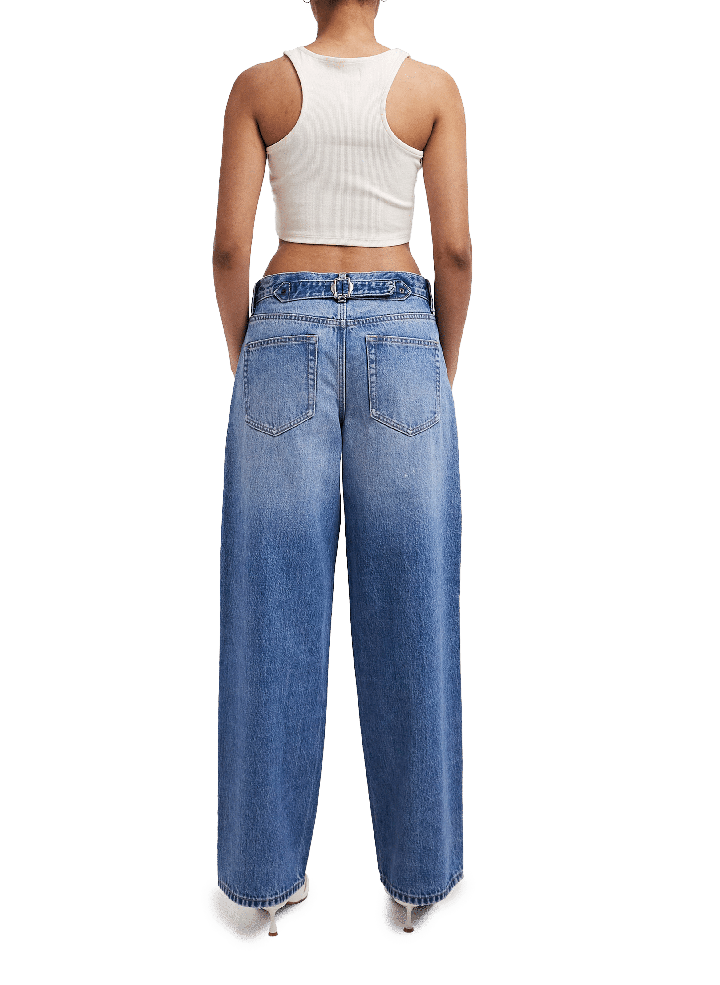 Jean large en coton TOPSHOP Bleu