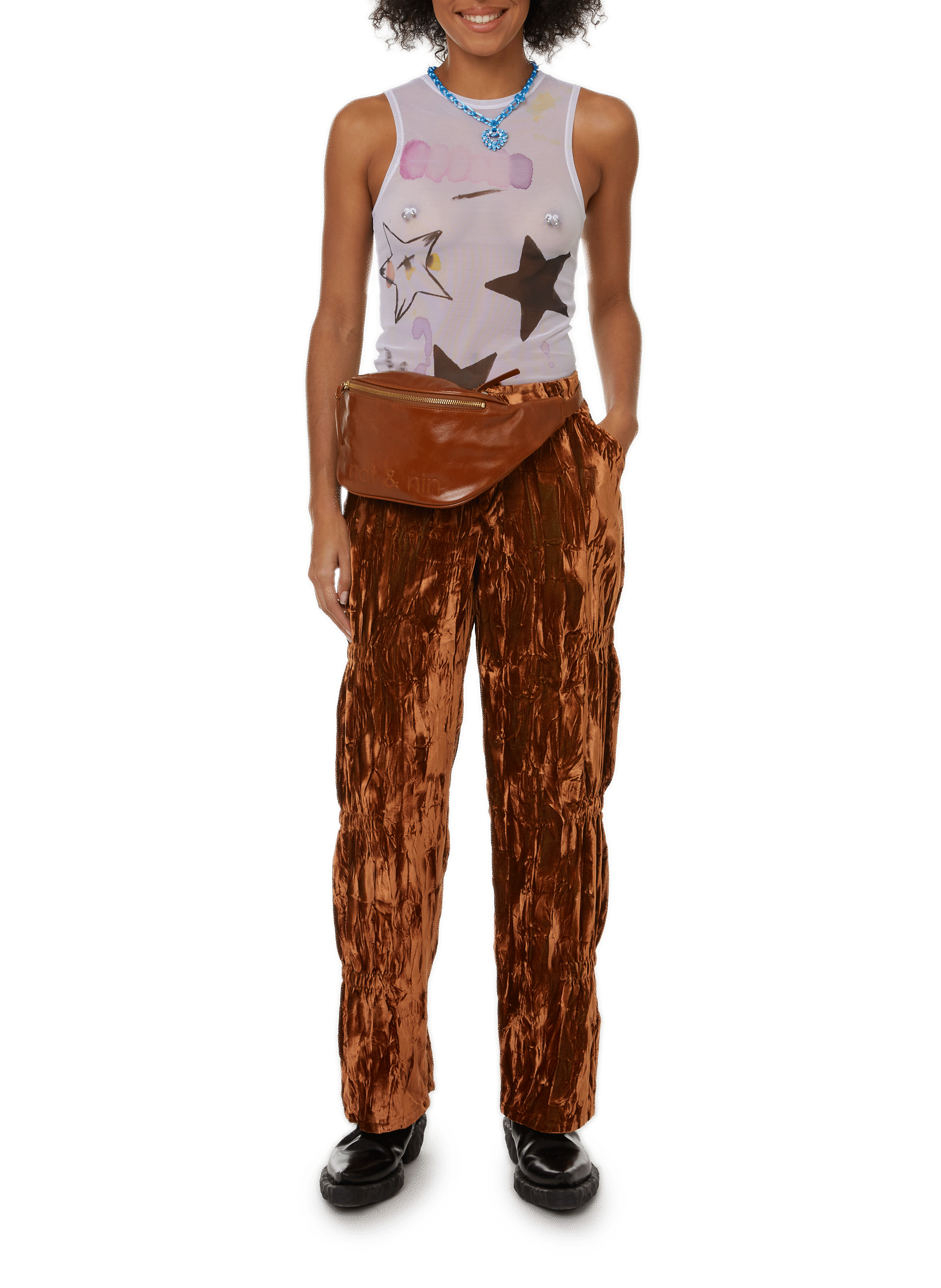 Pantalon en velours satiné COLLINA STRADA Marron