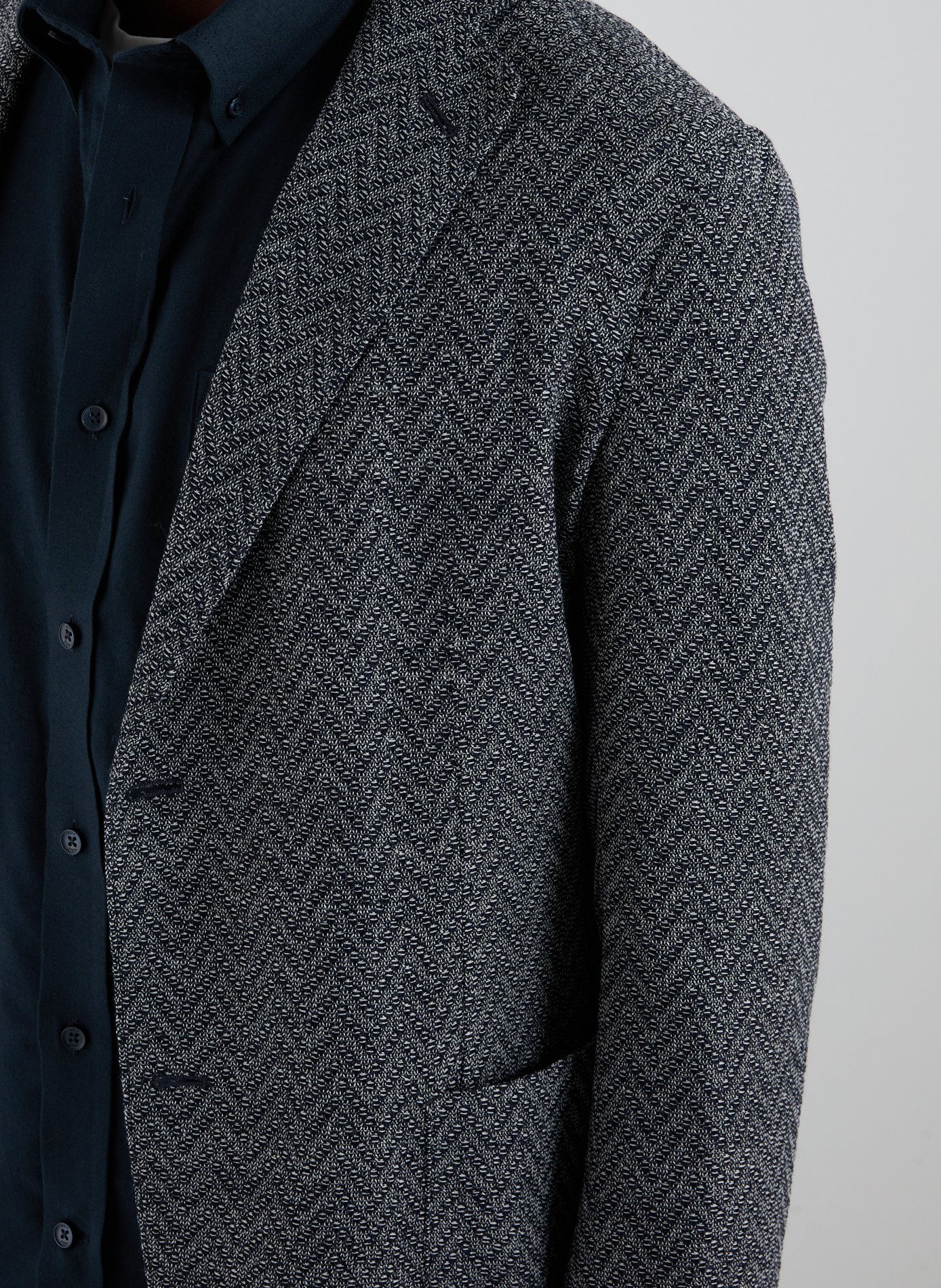 Straight wool herringbone jacket EMPORIO ARMANI Blue