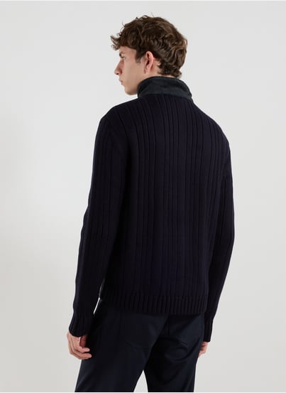 Blouson suédé et maille en laine et cuir mélangés EMPORIO ARMANI Blouson suédé et maille en laine et cuir mélangés EMPORIO ARMANI