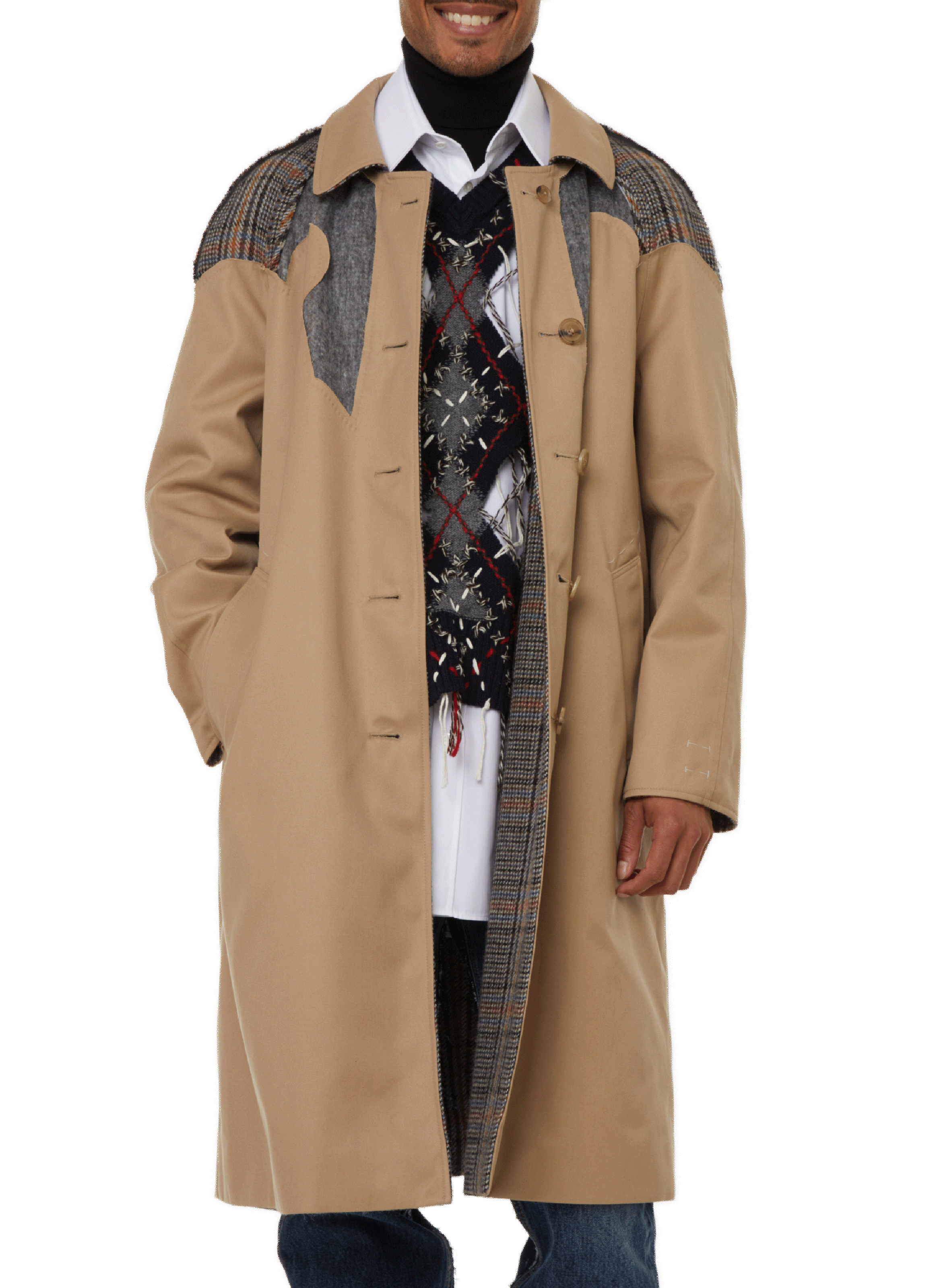MAISON MARGIELA Bi-material trench coat  Beige