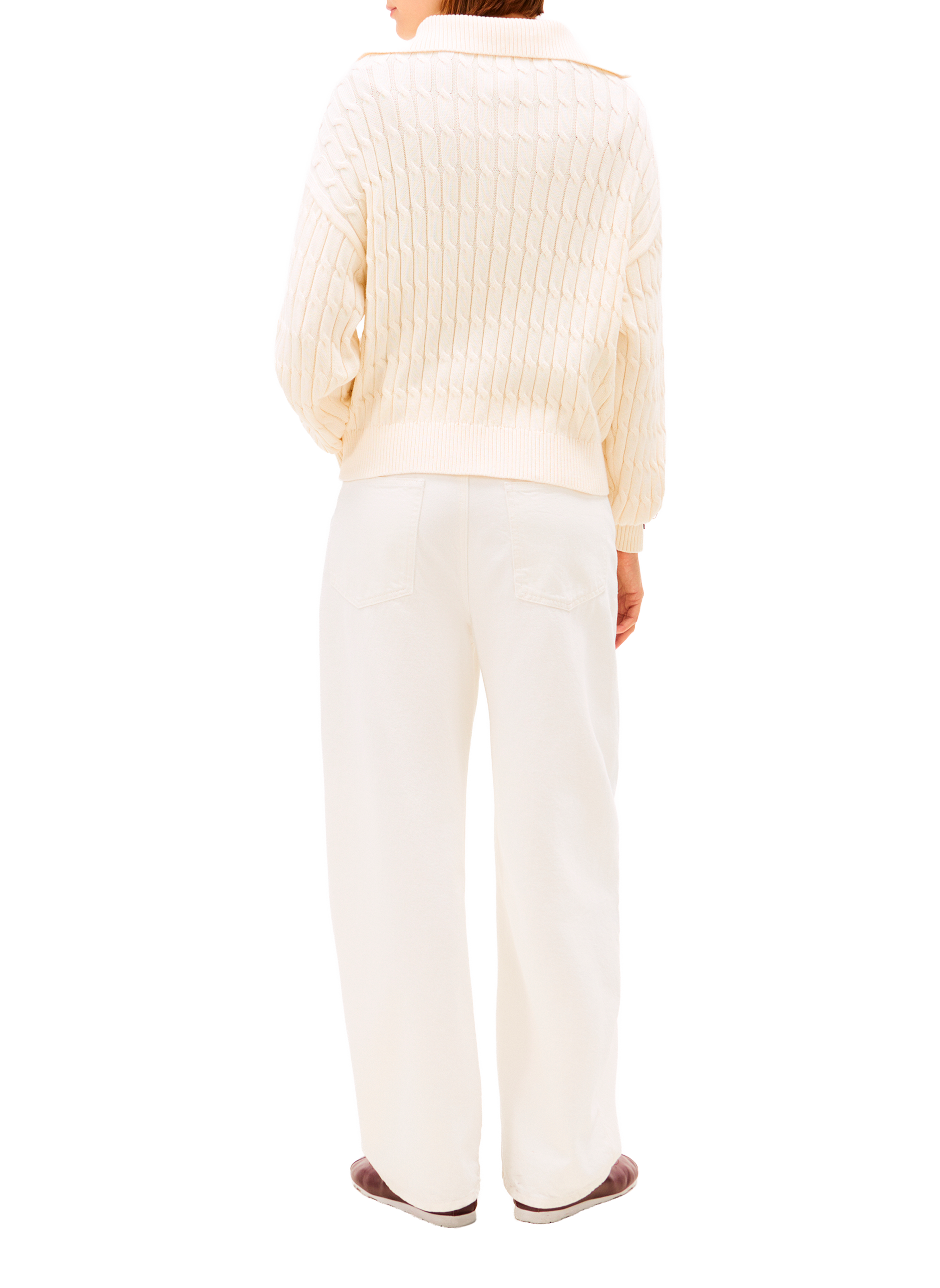 Pull à col montant en coton TOMMY HILFIGER Beige