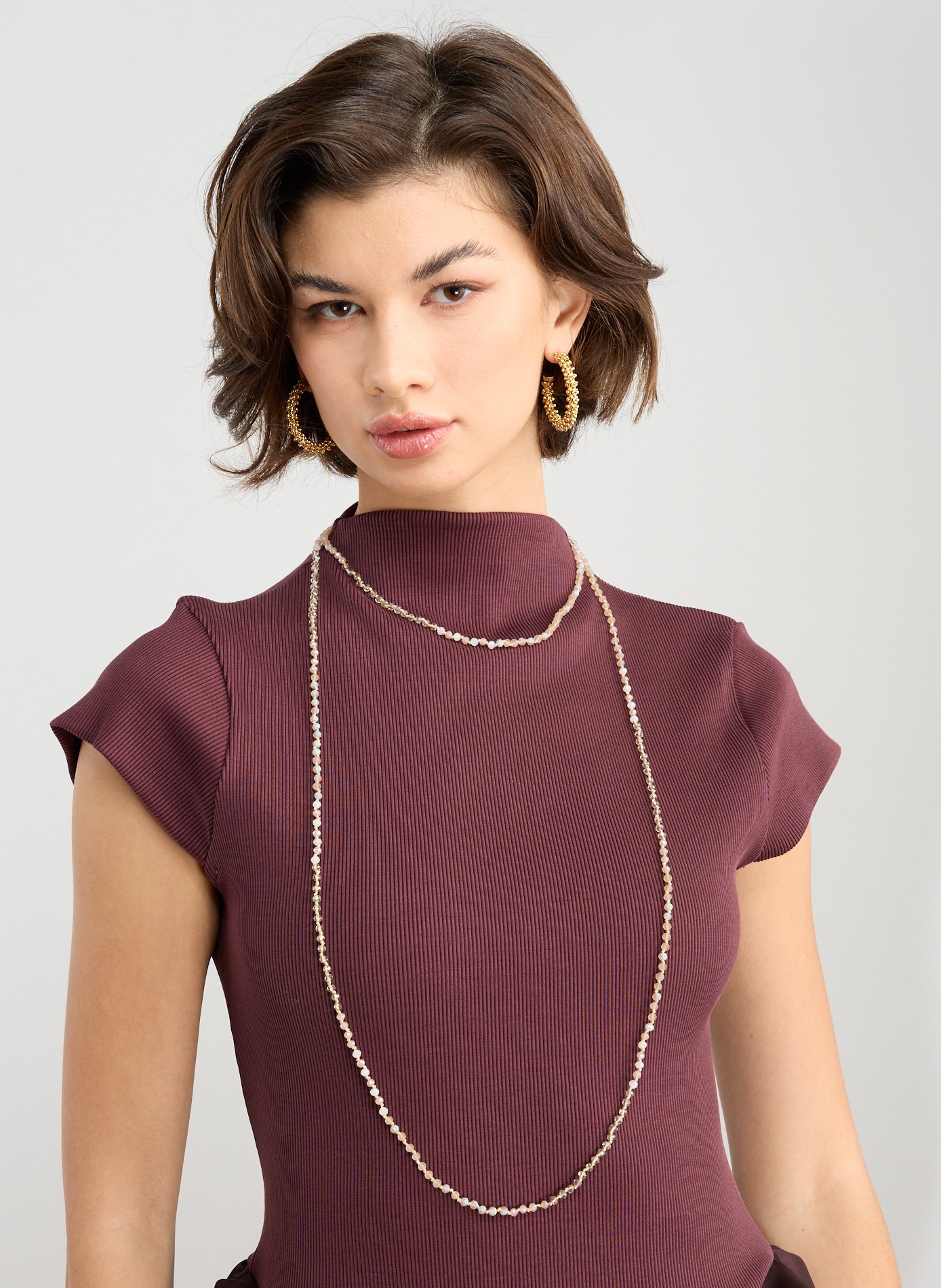 AU PRINTEMPS PARIS Long pearl necklace Pink